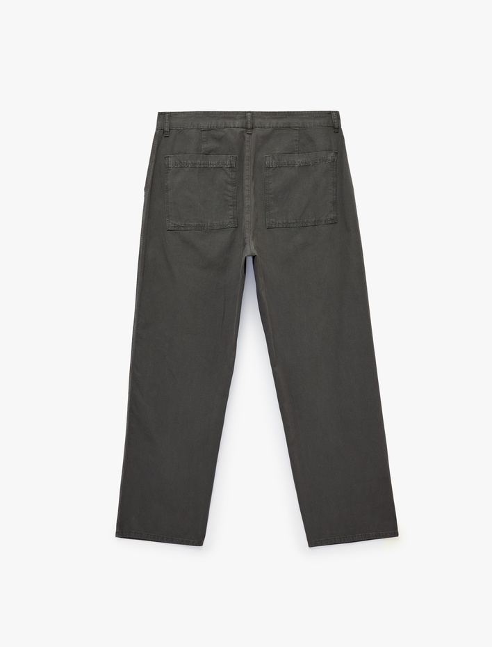 Cepli Bol Kesim Normal Bel Pamuklu Loose Fit Jean Pantolon