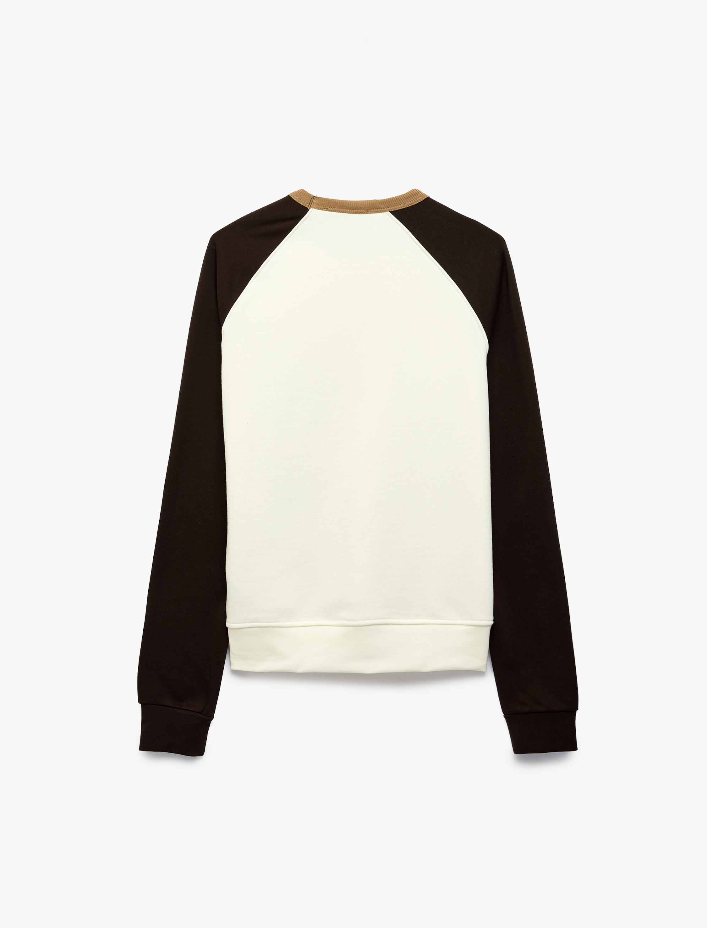   Pamuklu Şardonlu Renk Kontrastlı Bisiklet Yaka Uzun Reglan Kollu Sweatshirt