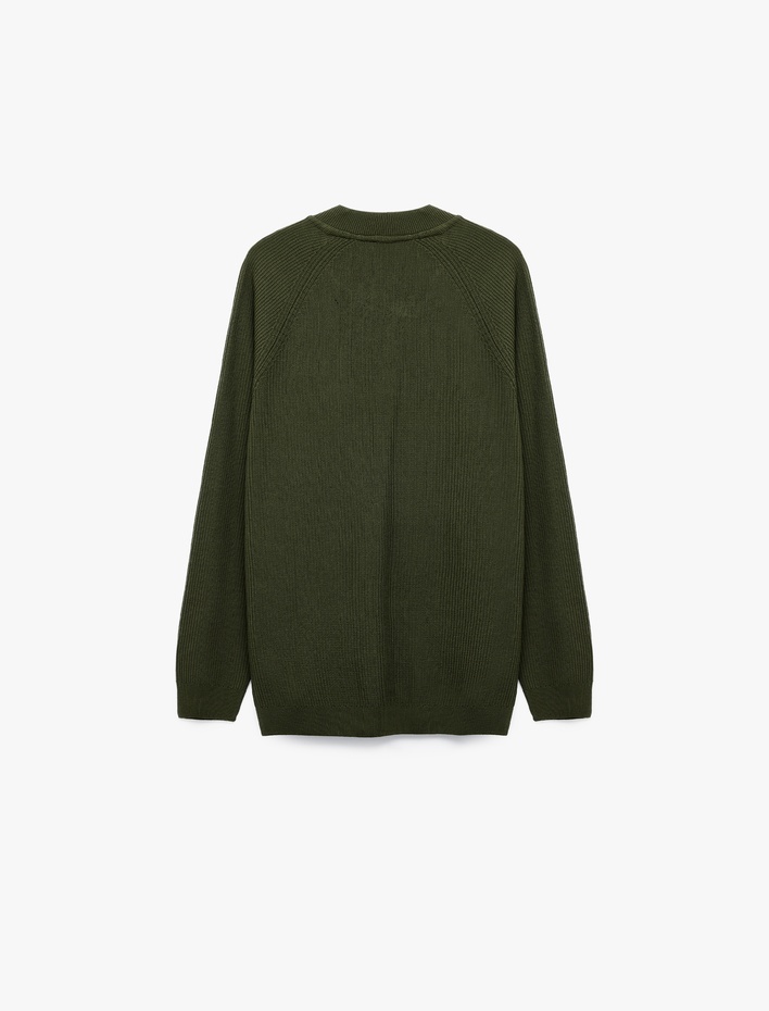  Regular Fit Düğmeli Uzun Kollu Henley Yaka Triko Kazak