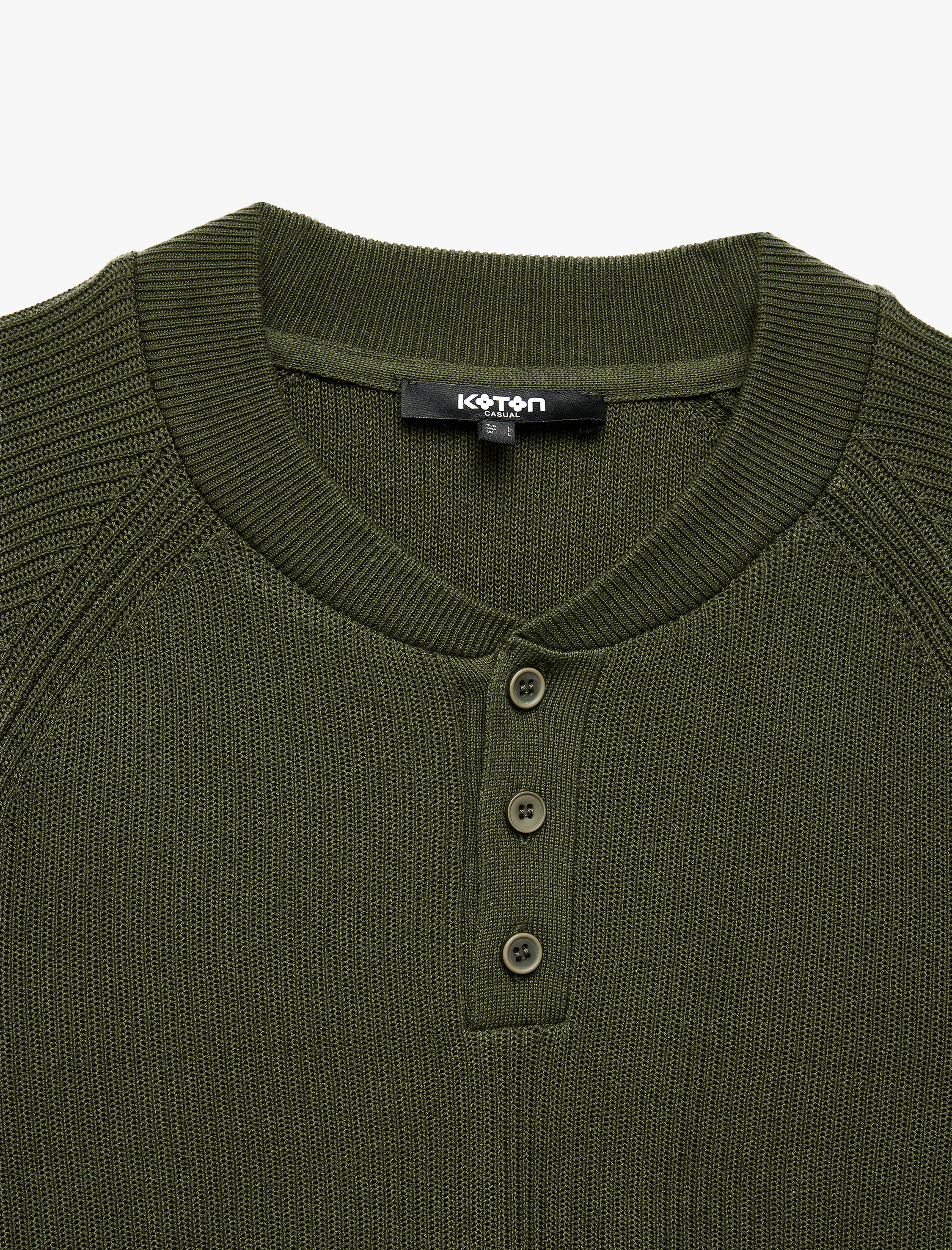   Regular Fit Düğmeli Uzun Kollu Henley Yaka Triko Kazak
