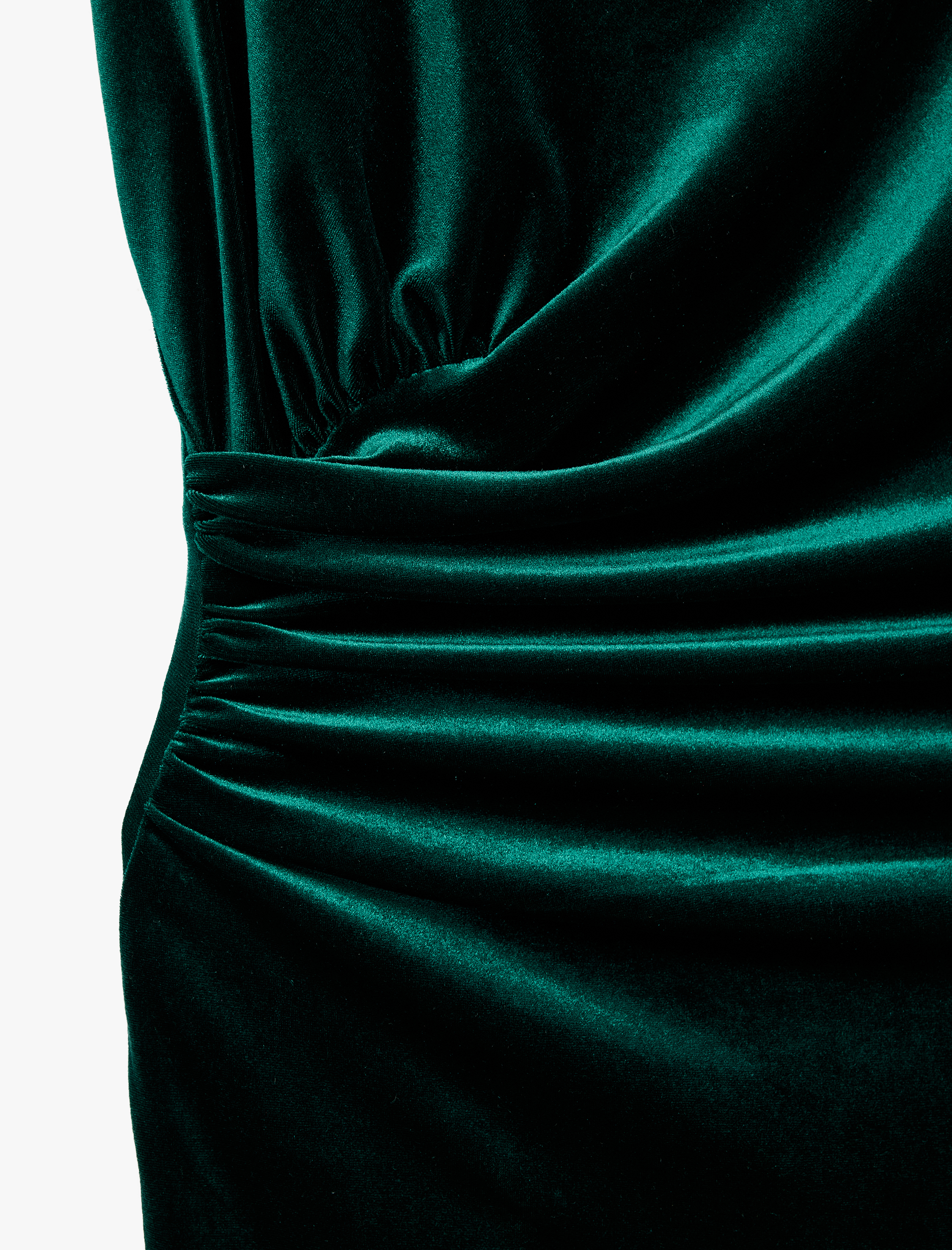 Koton Slim Fit Bodycon Drapeli Hafif Dik Yaka Yırtmaçlı Kolsuz Midi Boy Kadife Elbise görsel 3