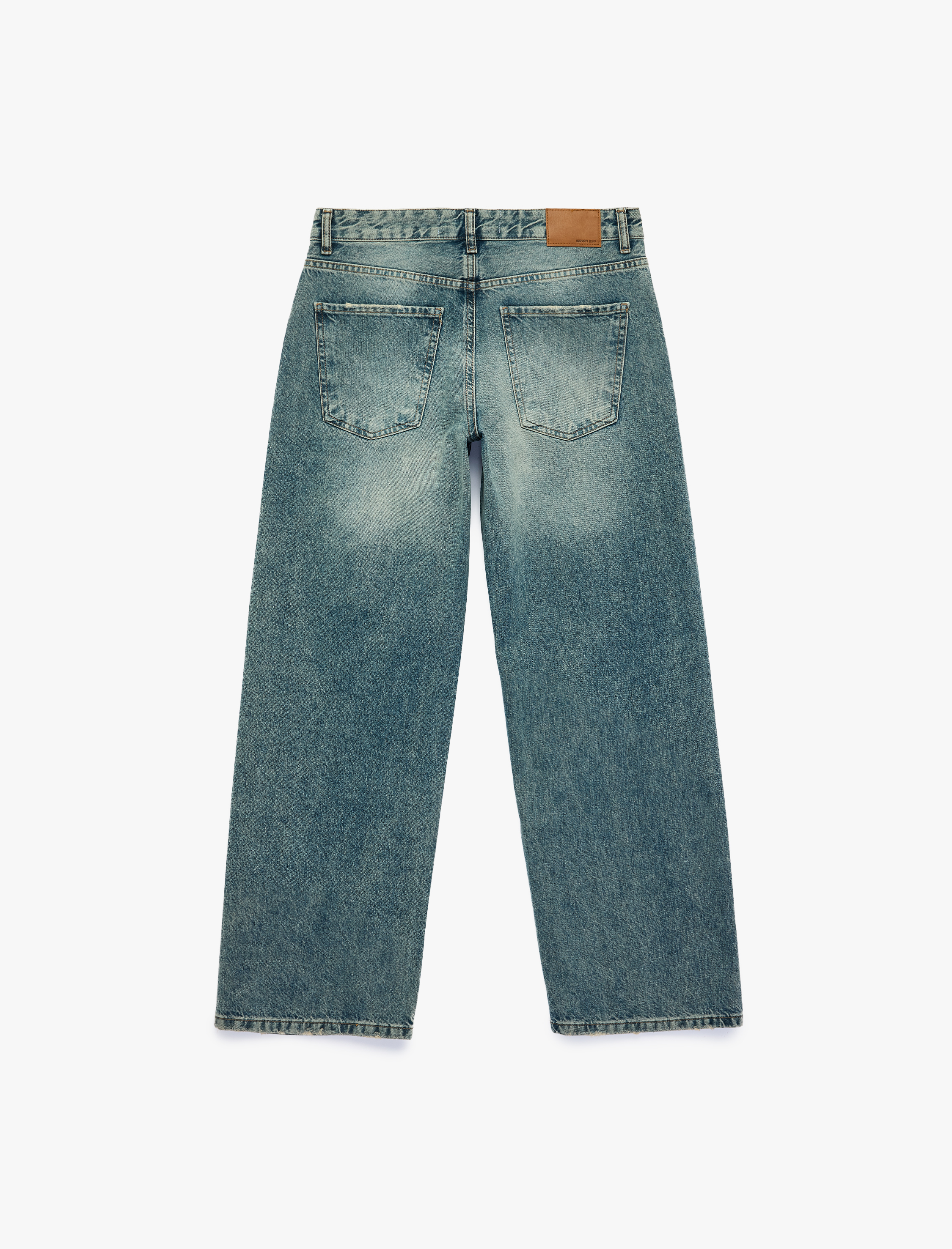Koton Pamuklu Cepli Düşük Bel Düz Paça Baggy Denim Pantolon - Baggy Jeans görsel 2