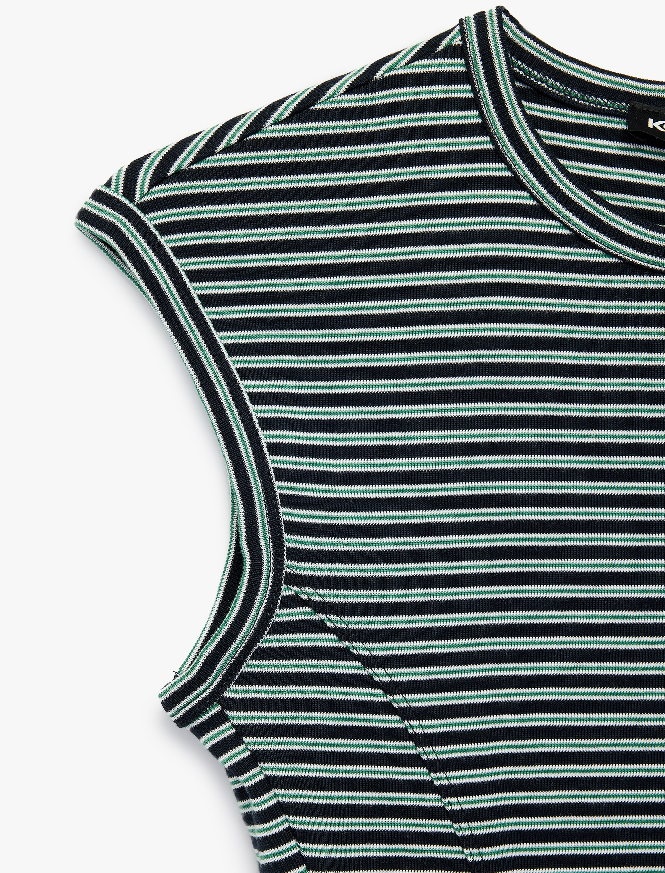 Koton Slim Fit Pamuklu Ribana Bisiklet Yaka Kolsuz Çizgili Tişört görsel 3