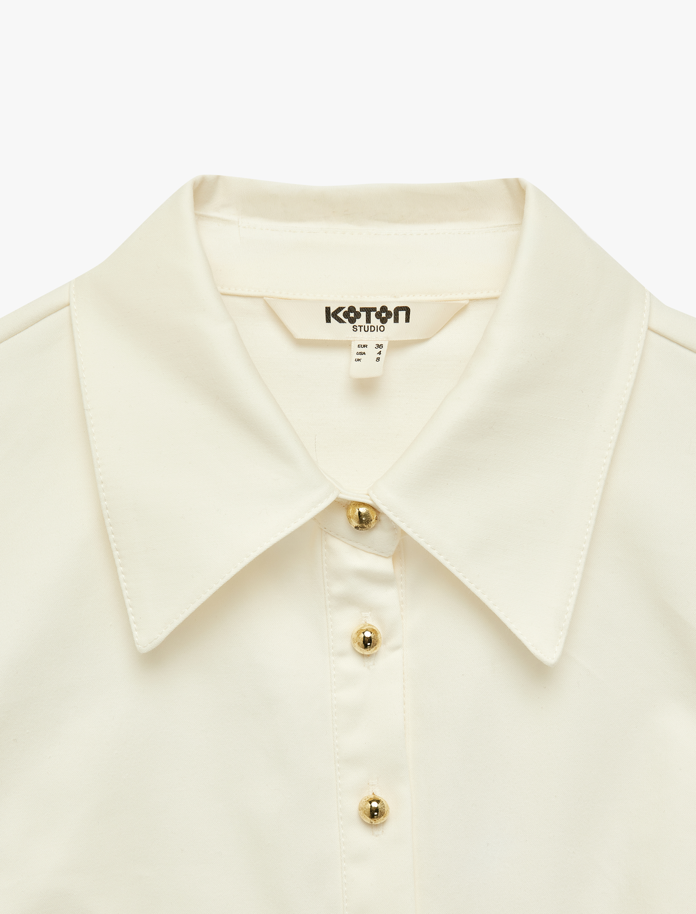 Koton Metal Düğmeli Slim Fit Pamuklu Klasik Yaka Uzun Kollu Drapeli Poplin Gömlek görsel 4