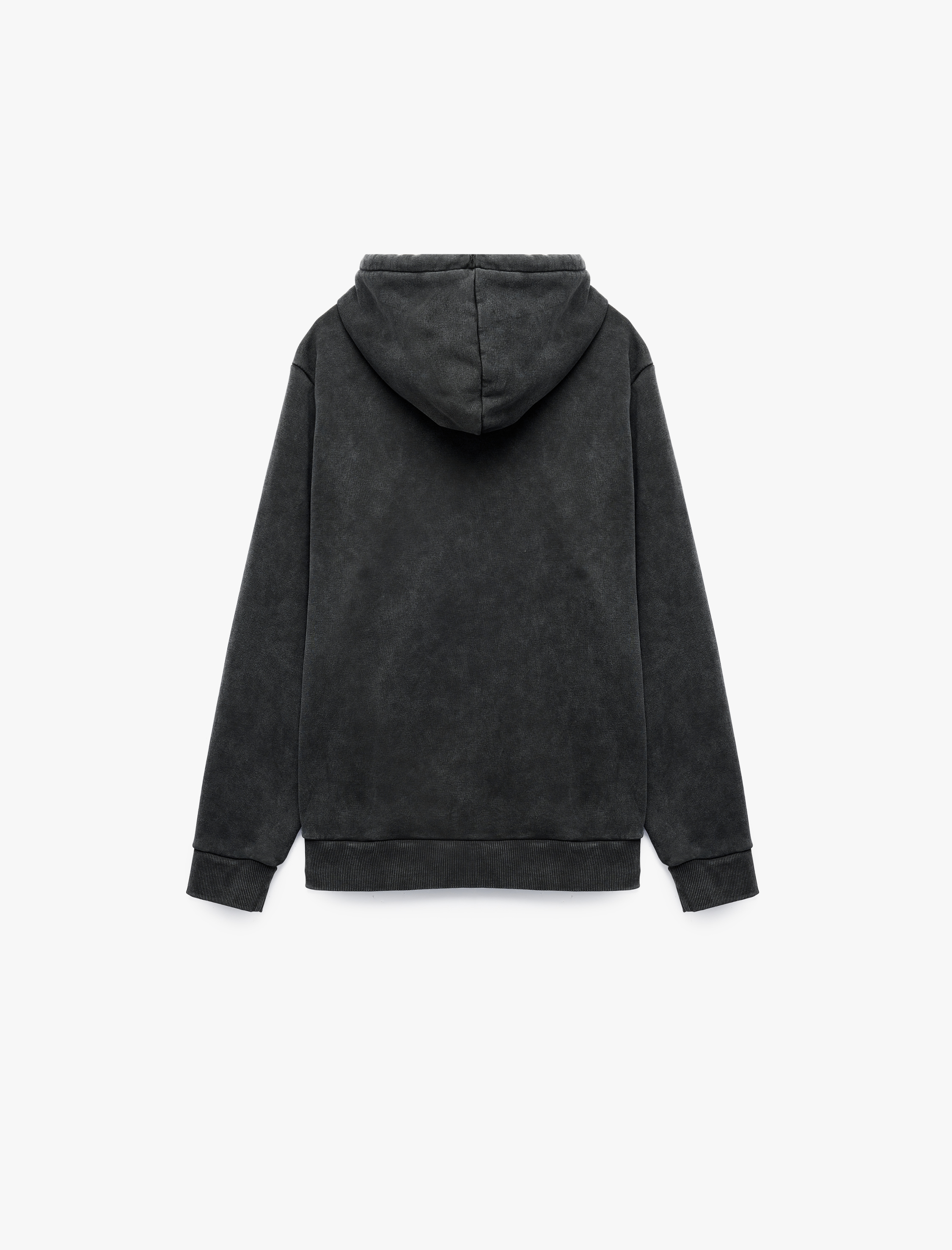   Rahat Kalıp Üç İplik Şardonlu Yıkamalı Fermuarlı Kapşonlu Sweatshirt