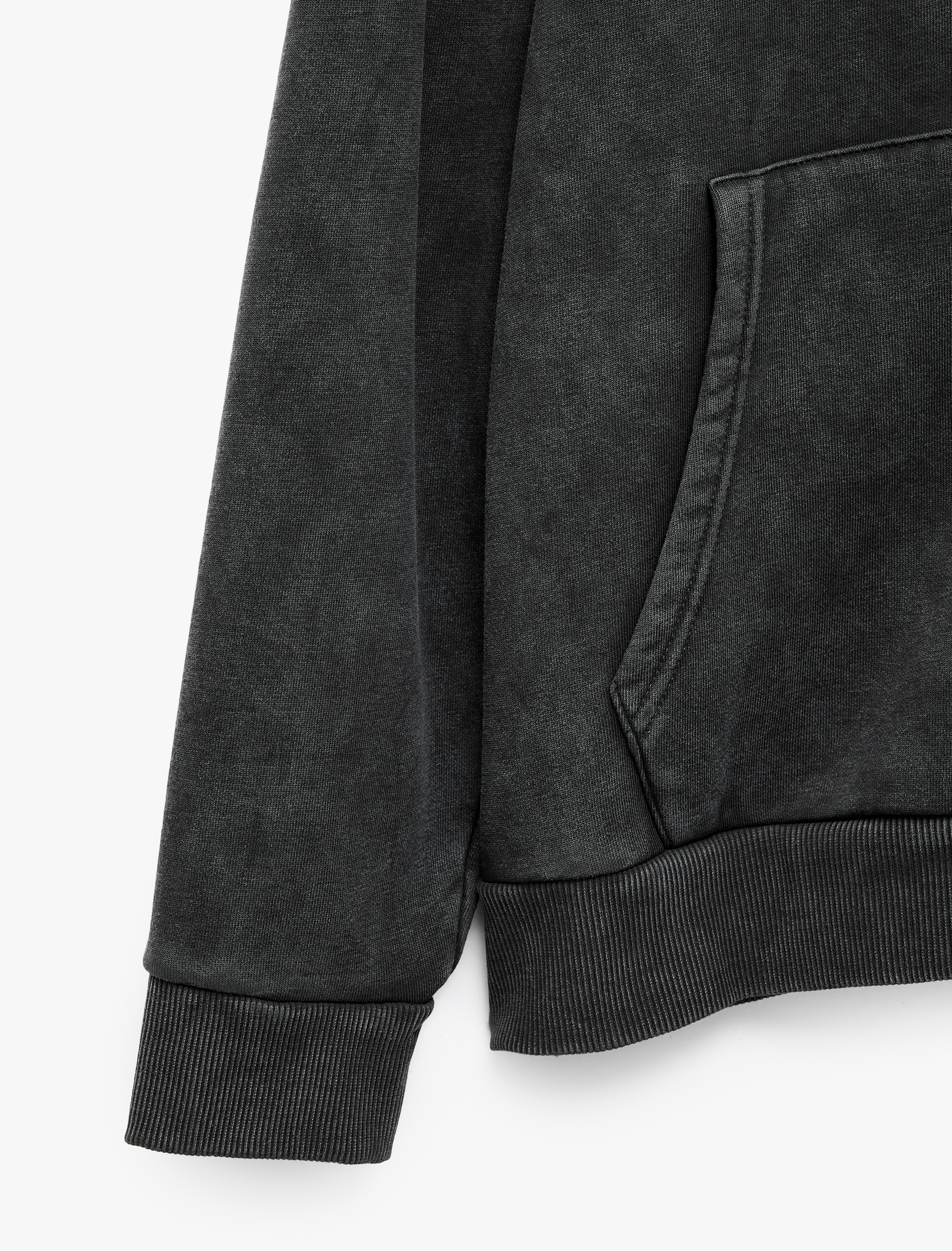   Rahat Kalıp Üç İplik Şardonlu Yıkamalı Fermuarlı Kapşonlu Sweatshirt