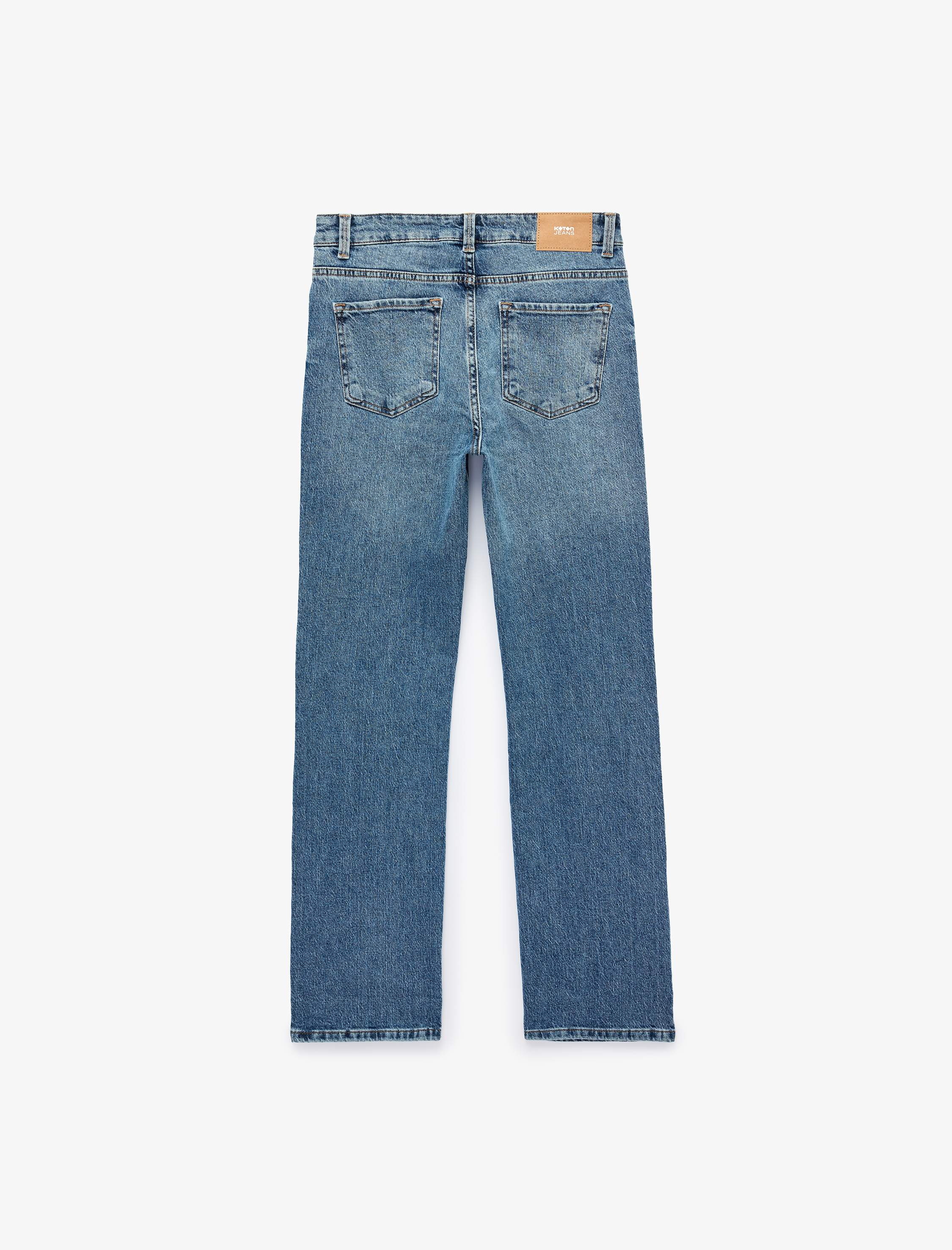 Koton Normal Bel Düz Paça Cepli Pamuklu Denim Pantolon - Slim Straight Fit Jeans görsel 2