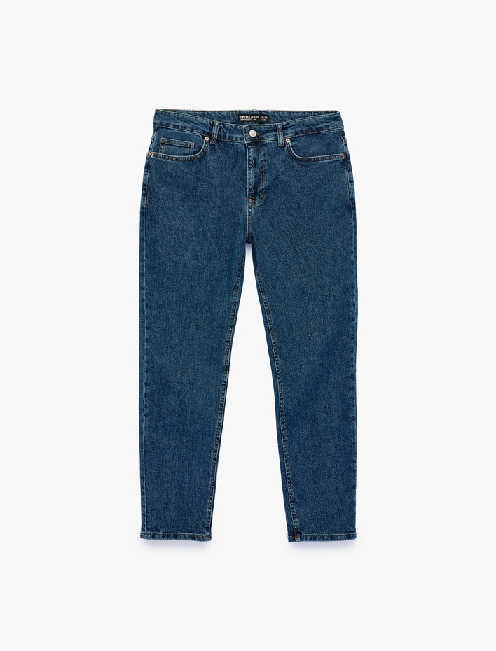  Pamuklu Normal Bel 5 Cepli Regular Tapered Jean Pantolon
