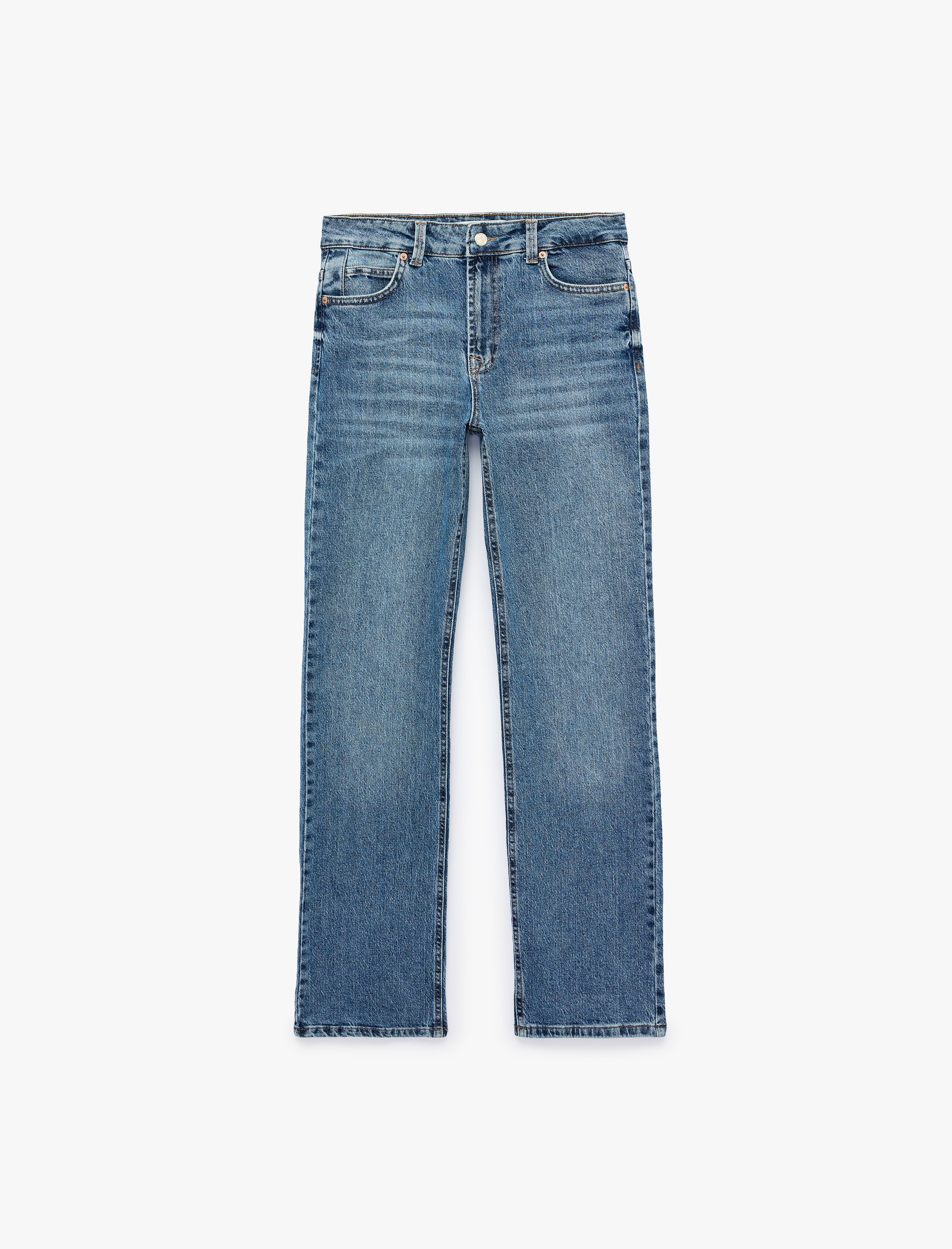 Koton Normal Bel Düz Paça Cepli Pamuklu Denim Pantolon - Slim Straight Fit Jeans