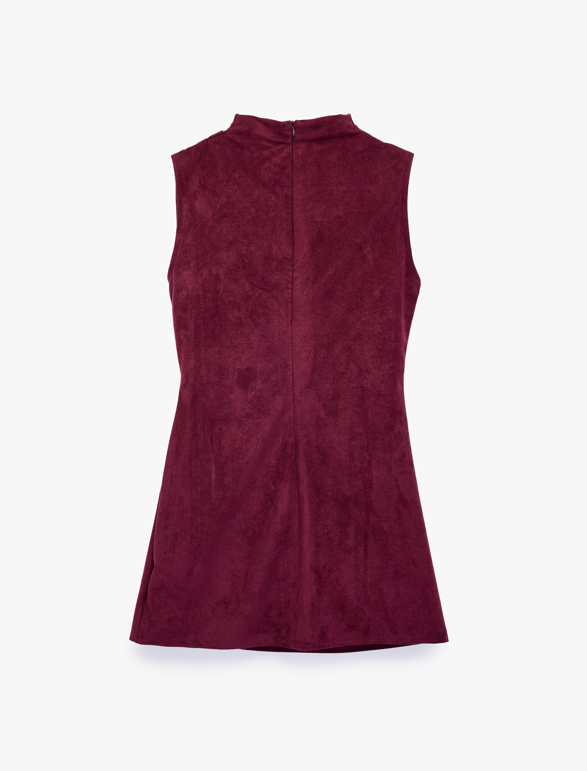   Drape Detaylı Dar Kesim Kolsuz Bodycon Dik Yaka Mini Elbise