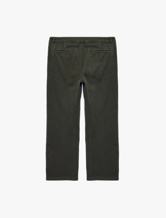  Pamuklu Normal Bel Düğmeli Cepli Gabardin Pantolon