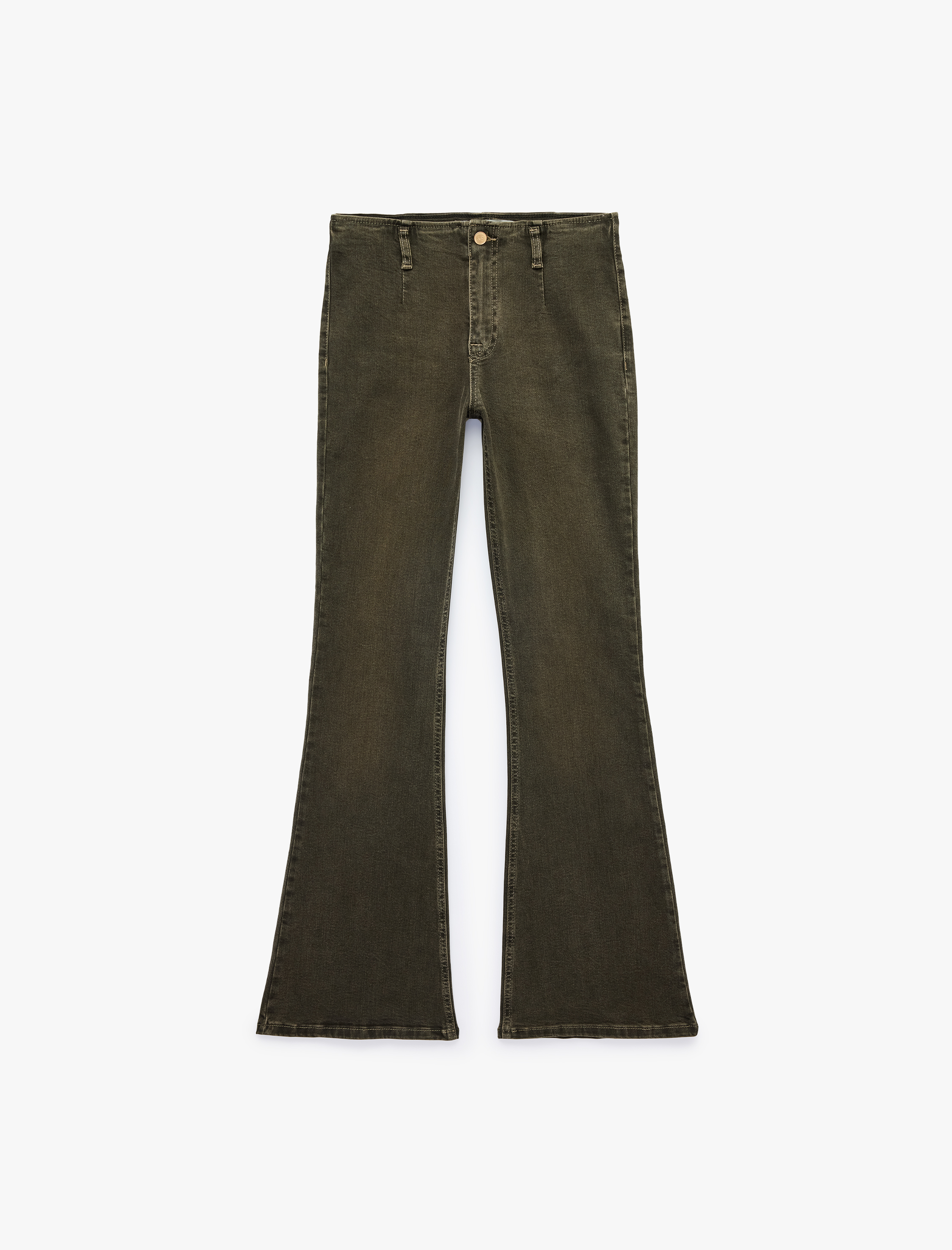 Koton Normal Bel Düğmeli Dar Kesim Pamuklu İspanyol Paça Denim Pantolon - Flare Jeans