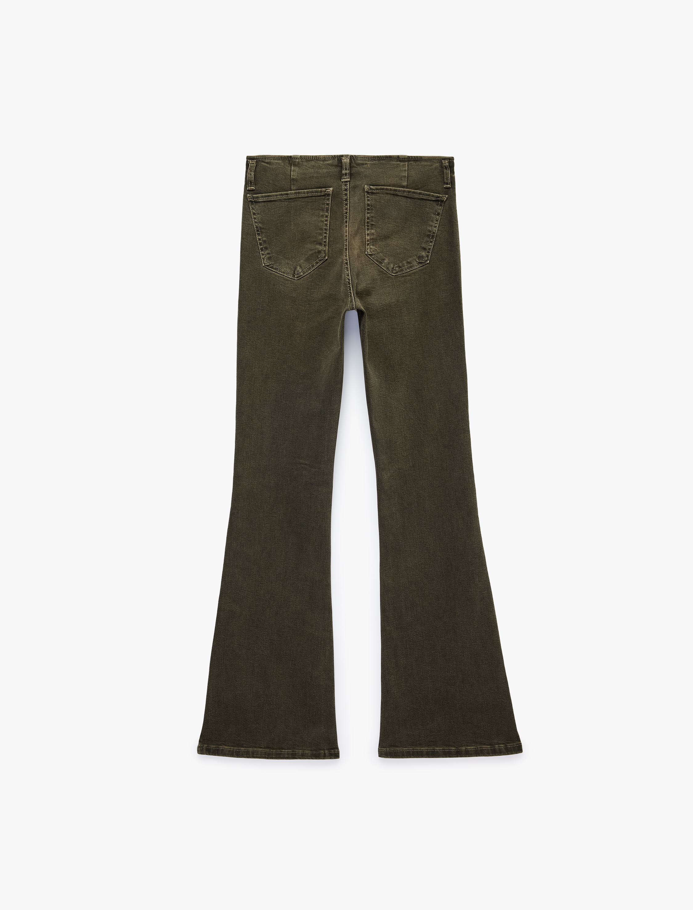 Koton Normal Bel Düğmeli Dar Kesim Pamuklu İspanyol Paça Denim Pantolon - Flare Jeans görsel 2