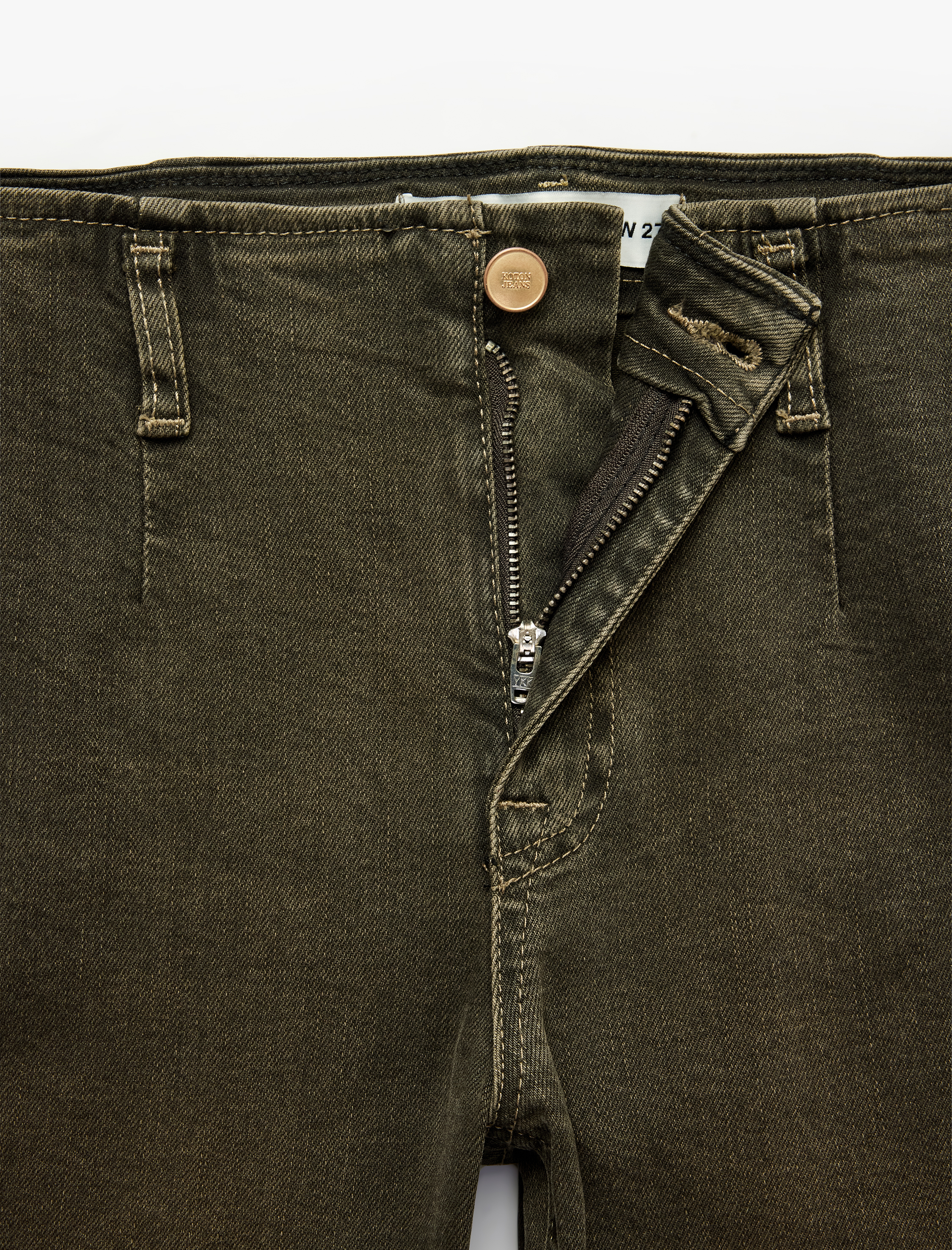 Koton Normal Bel Düğmeli Dar Kesim Pamuklu İspanyol Paça Denim Pantolon - Flare Jeans görsel 4