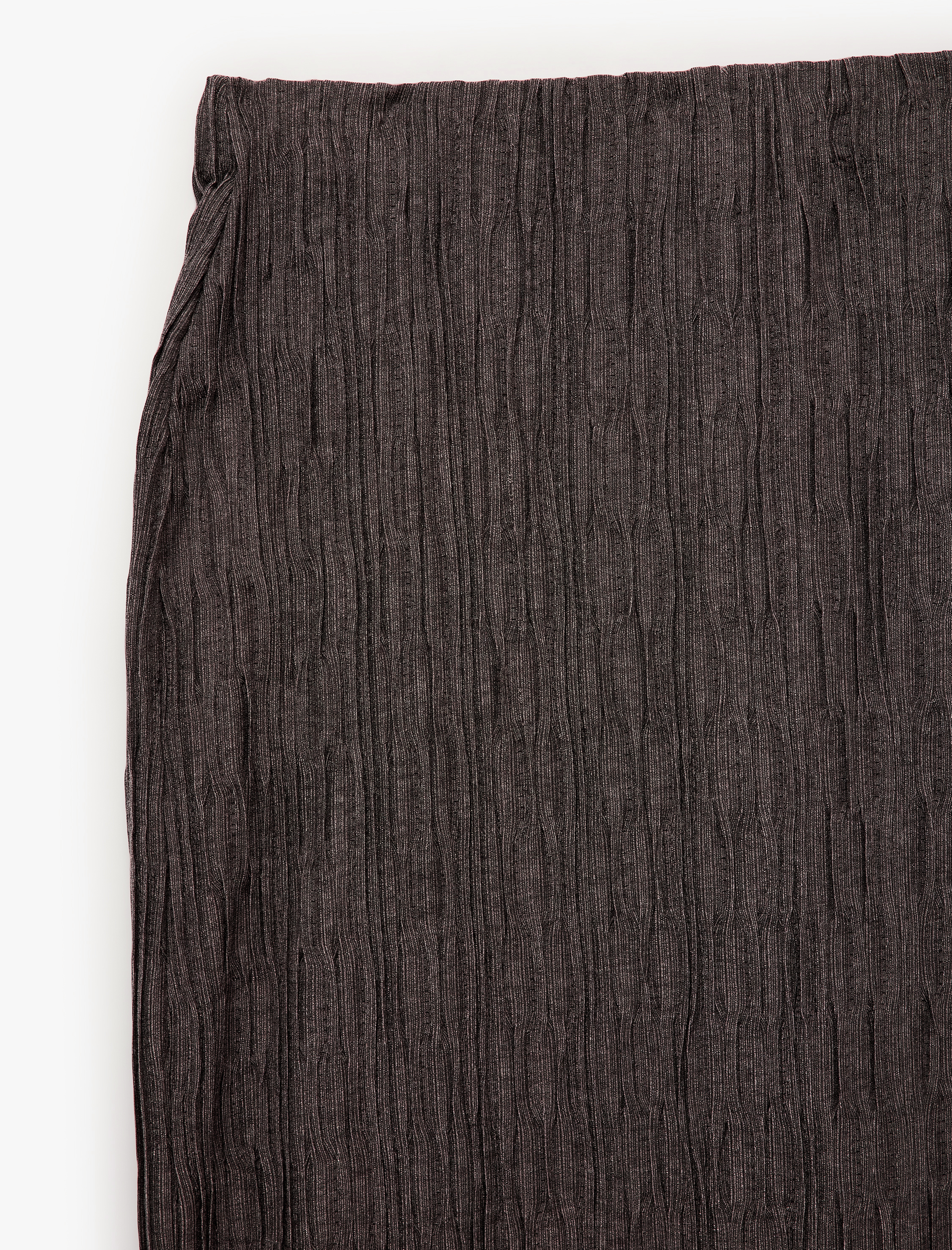   Slim Fit Yırtmaçlı Bürümcük Kumaş Dokulu Midi Kalem Etek