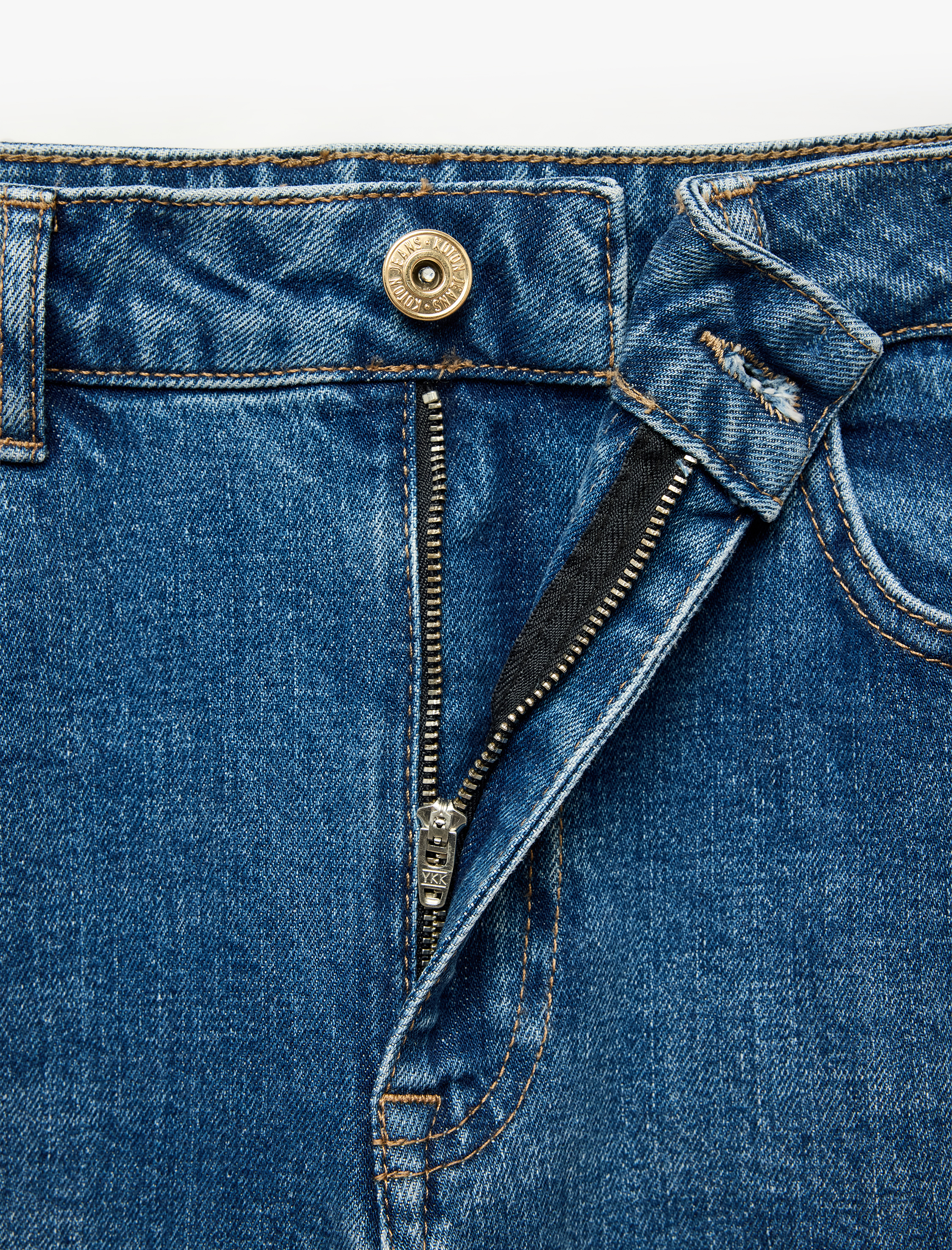 Koton Kemerli Cepli Normal Bel Pamuklu Kısa Geniş Paça Denim Pantolon - Crop Wide Leg Jeans görsel 4