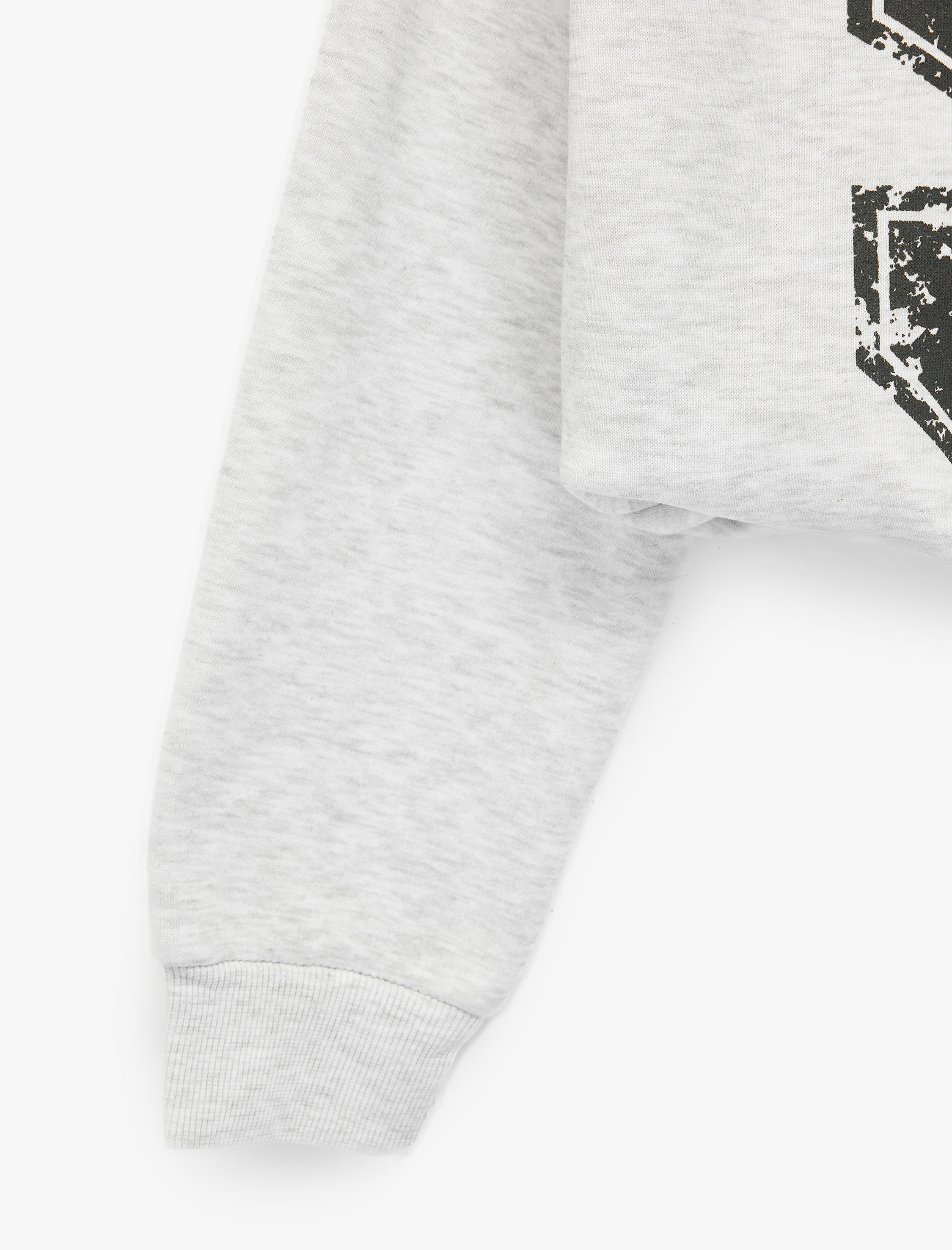   Şardonlu Rahat Kalıp Bisiklet Yaka Uzun Kollu Katmanlı Baskılı Sweatshirt