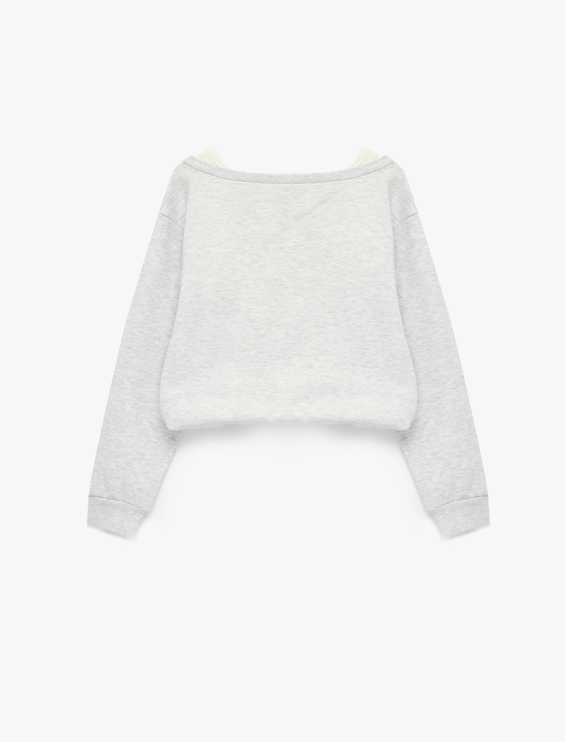   Şardonlu Rahat Kalıp Bisiklet Yaka Uzun Kollu Katmanlı Baskılı Sweatshirt
