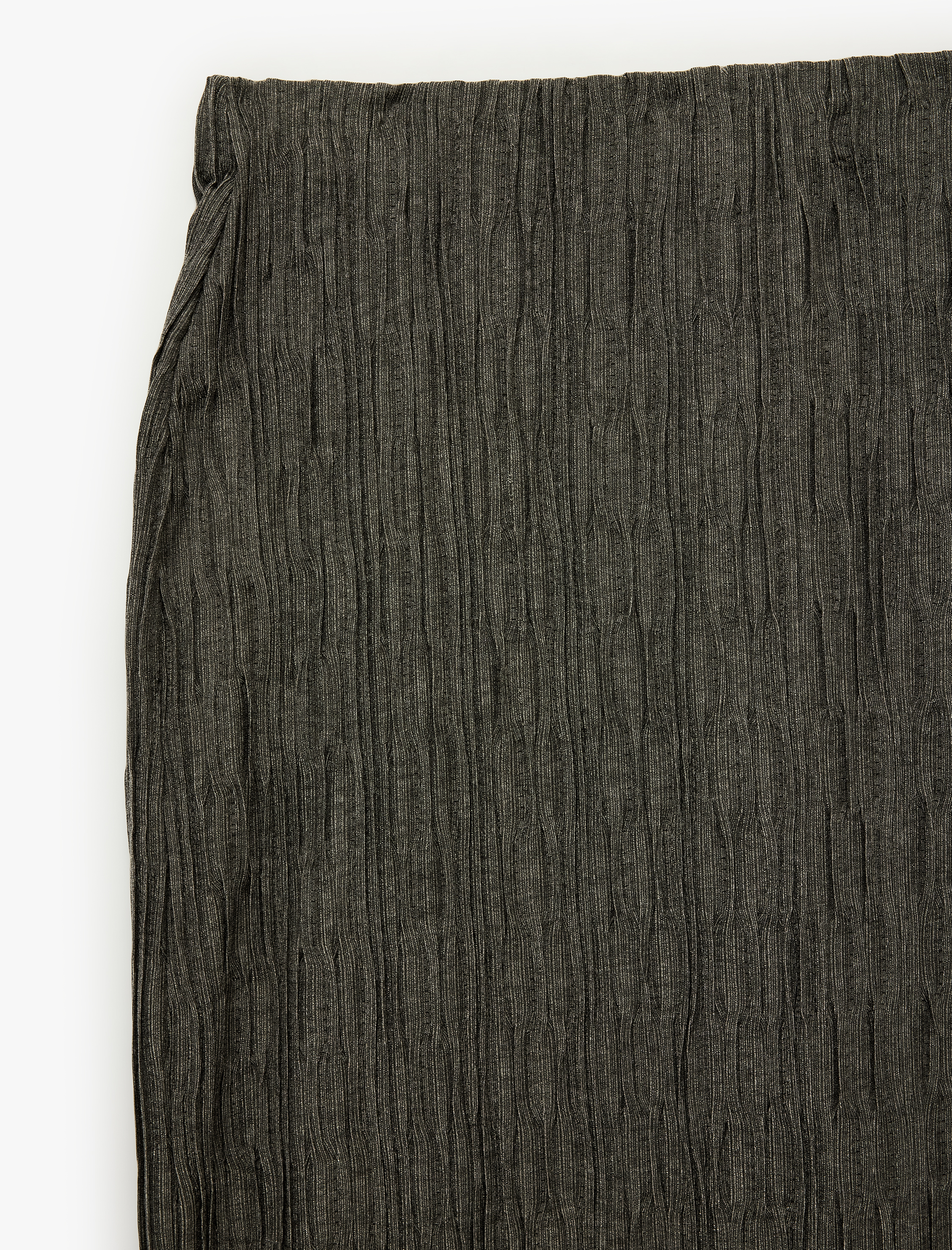   Slim Fit Yırtmaçlı Bürümcük Kumaş Dokulu Midi Kalem Etek