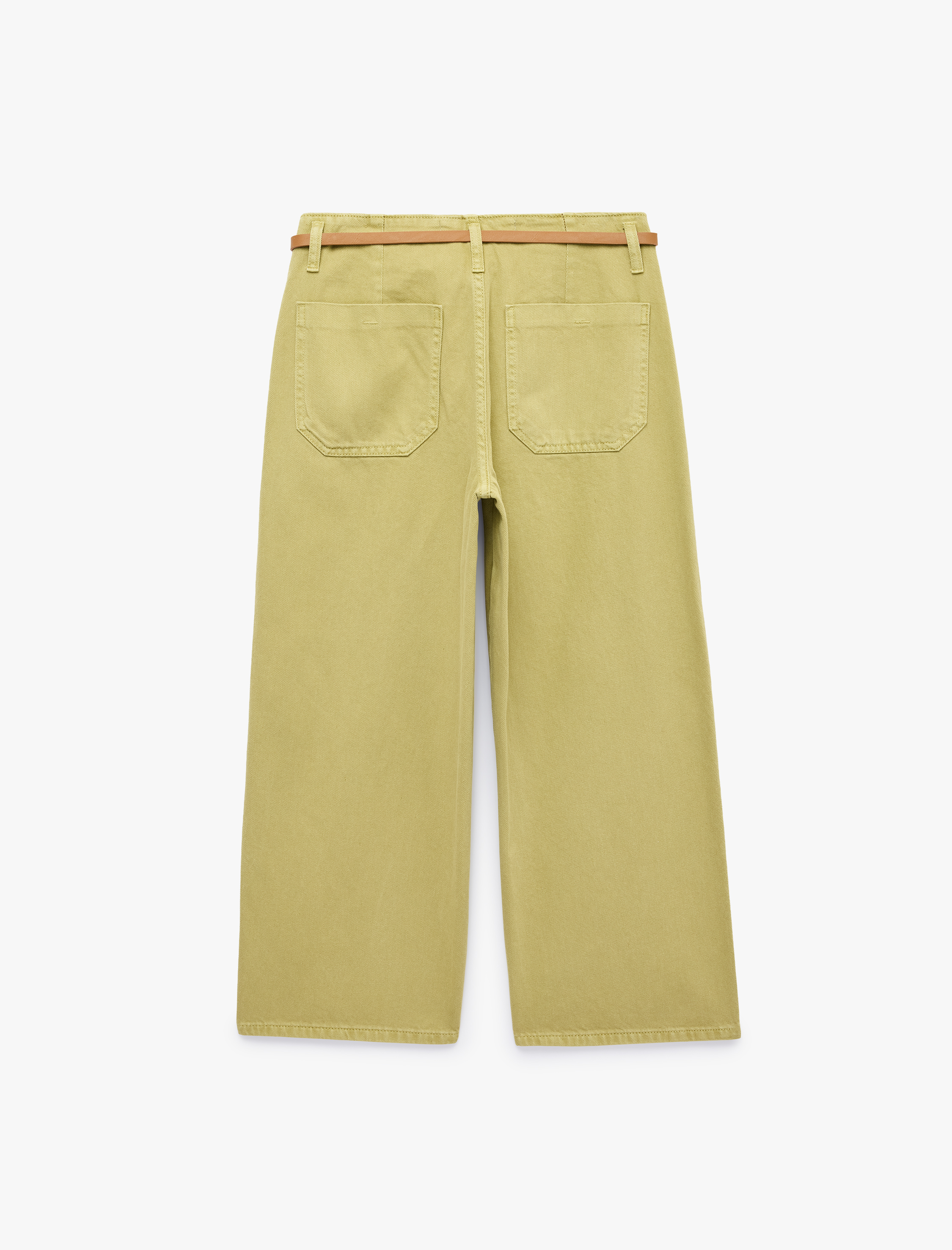 Koton Pamuklu Geniş Paça Kemerli Crop Pantolon - Wide Leg Jeans görsel 2