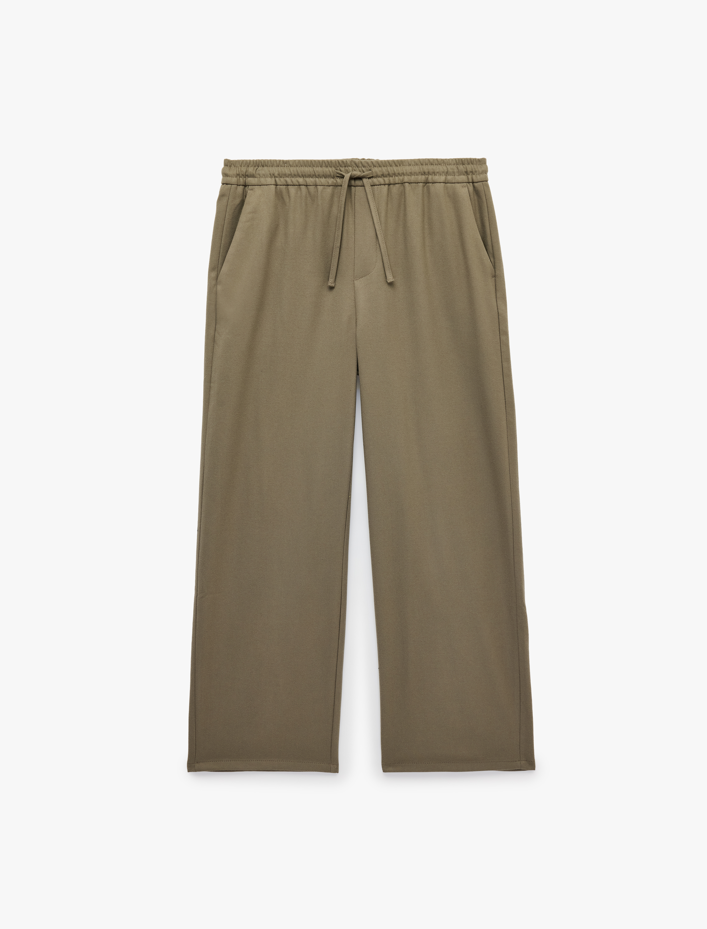   Beli Lastikli Bağcıklı Rahat Kalıp Geniş Paça Kumaş Pantolon