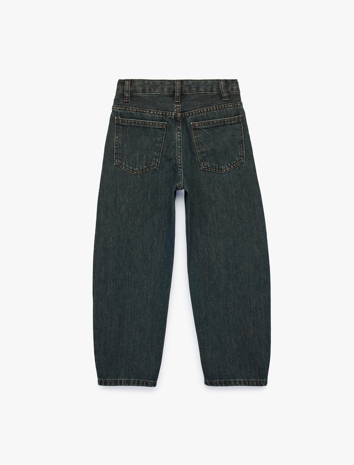 Erkek Çocuk Cepli Rahat Kesim Pamuklu Baggy Denim Pantolon
