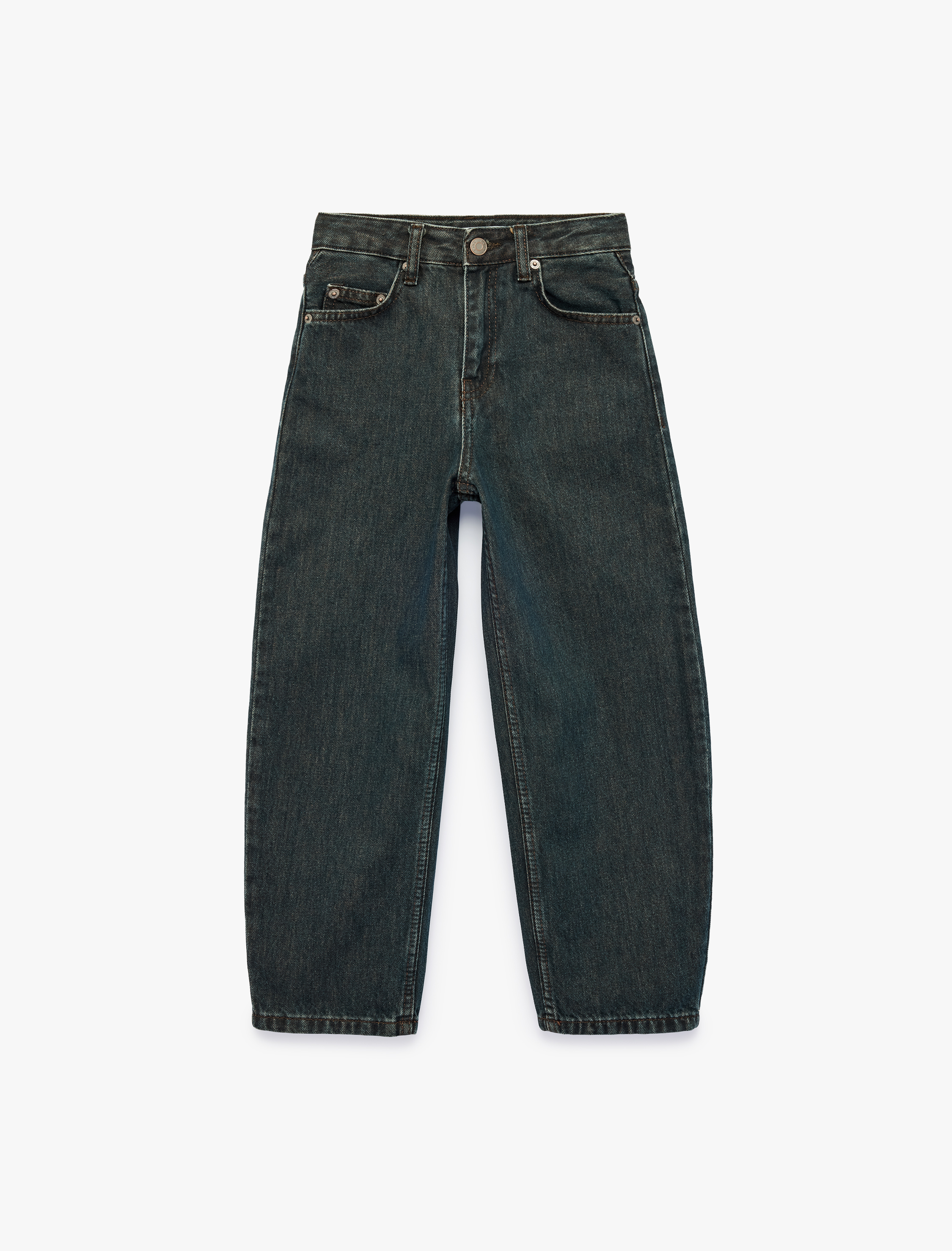  Erkek Çocuk Cepli Rahat Kesim Pamuklu Baggy Denim Pantolon