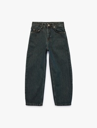 Cepli Rahat Kesim Pamuklu Baggy Denim Pantolon