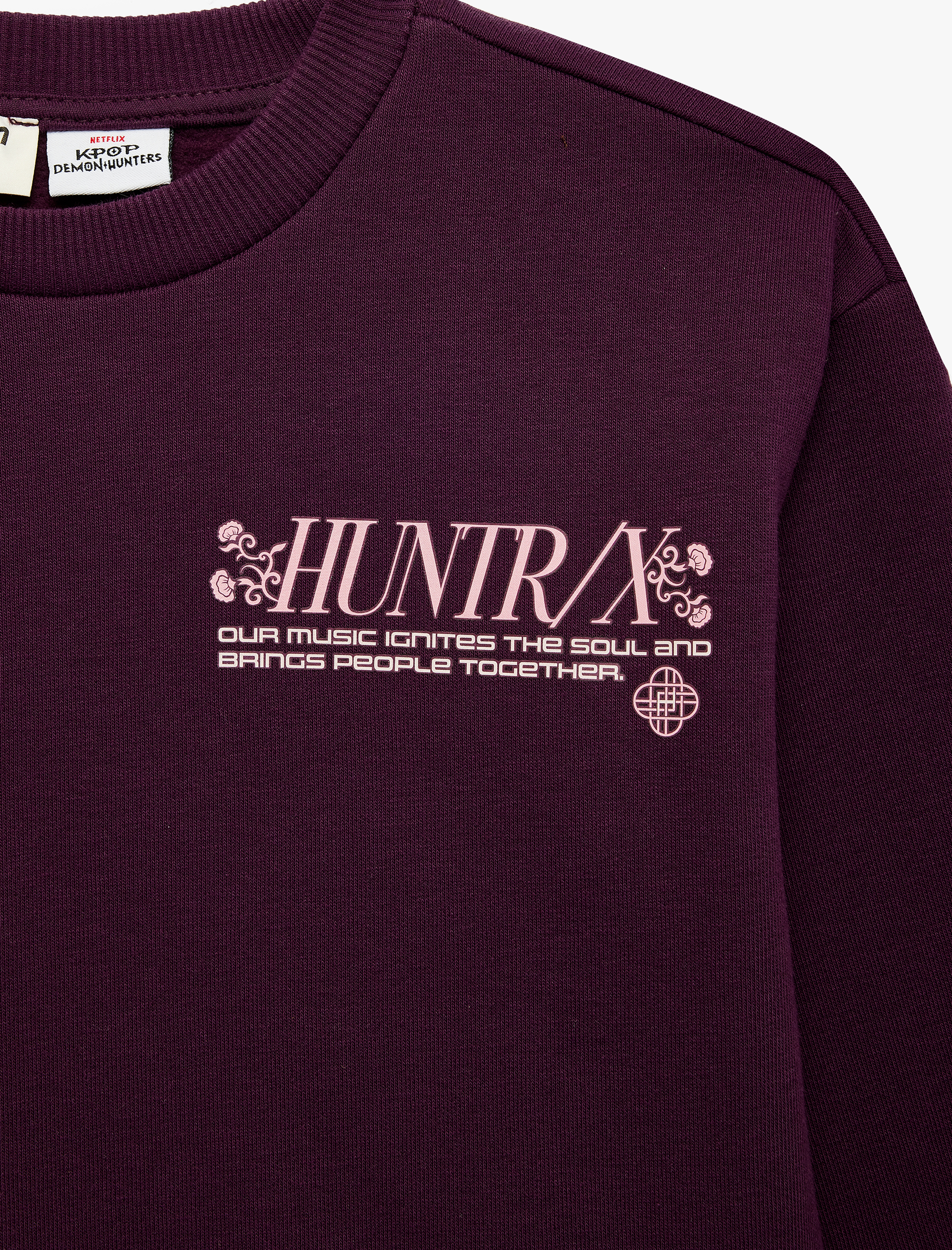  Kız Çocuk KPop Demon Hunters Baskılı Şardonlu Bisiklet Yaka Uzun Kollu Lisanslı Sweatshirt