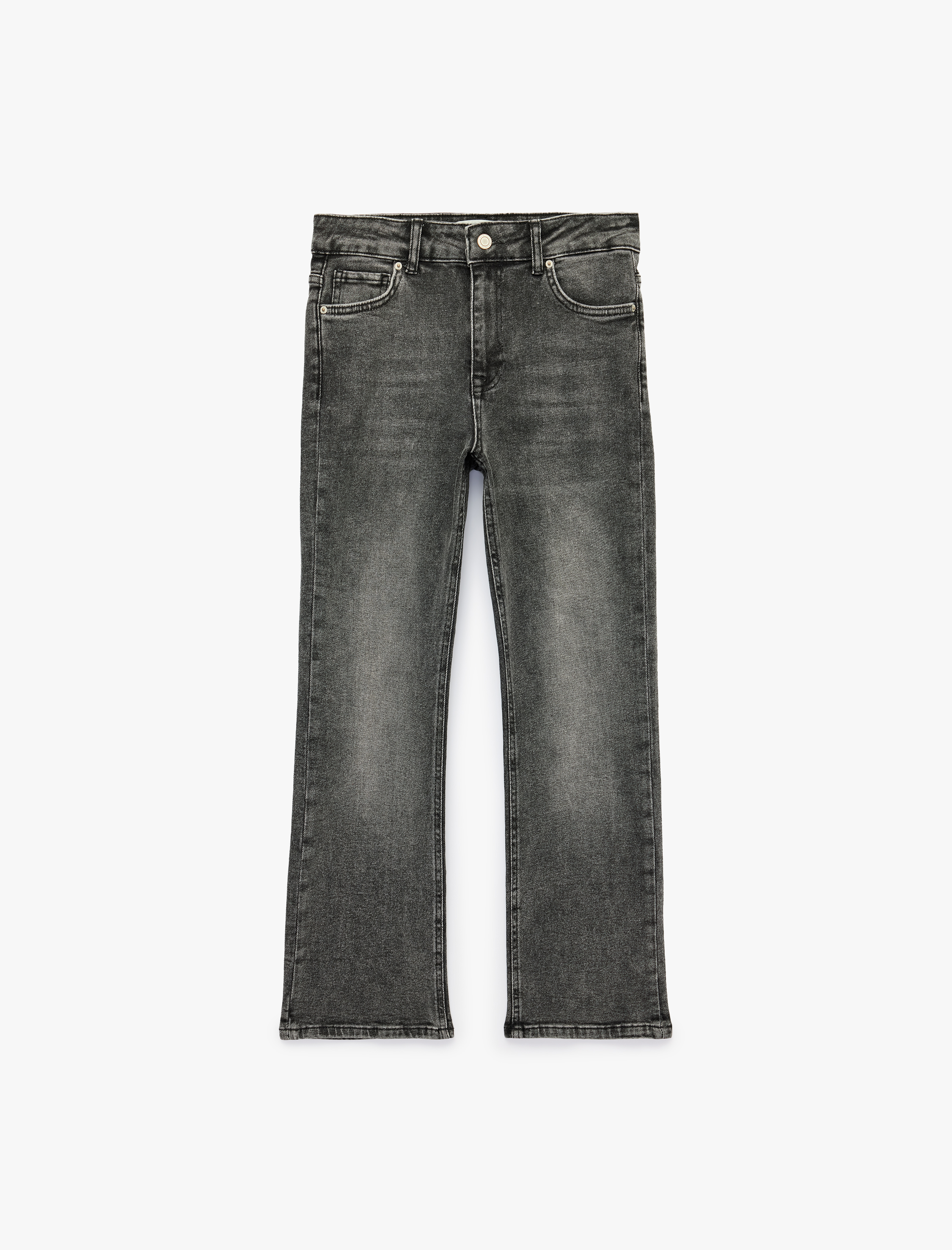 Koton Yüksek Bel Dar Kesim Pamuklu İspanyol Paça Denim Pantolon - Flare Jeans