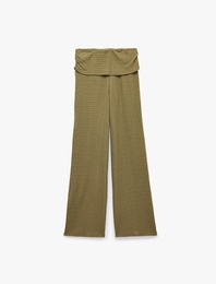Bürümcük Kumaş Dokulu Katmanlı Düz Bol Paça Pantolon