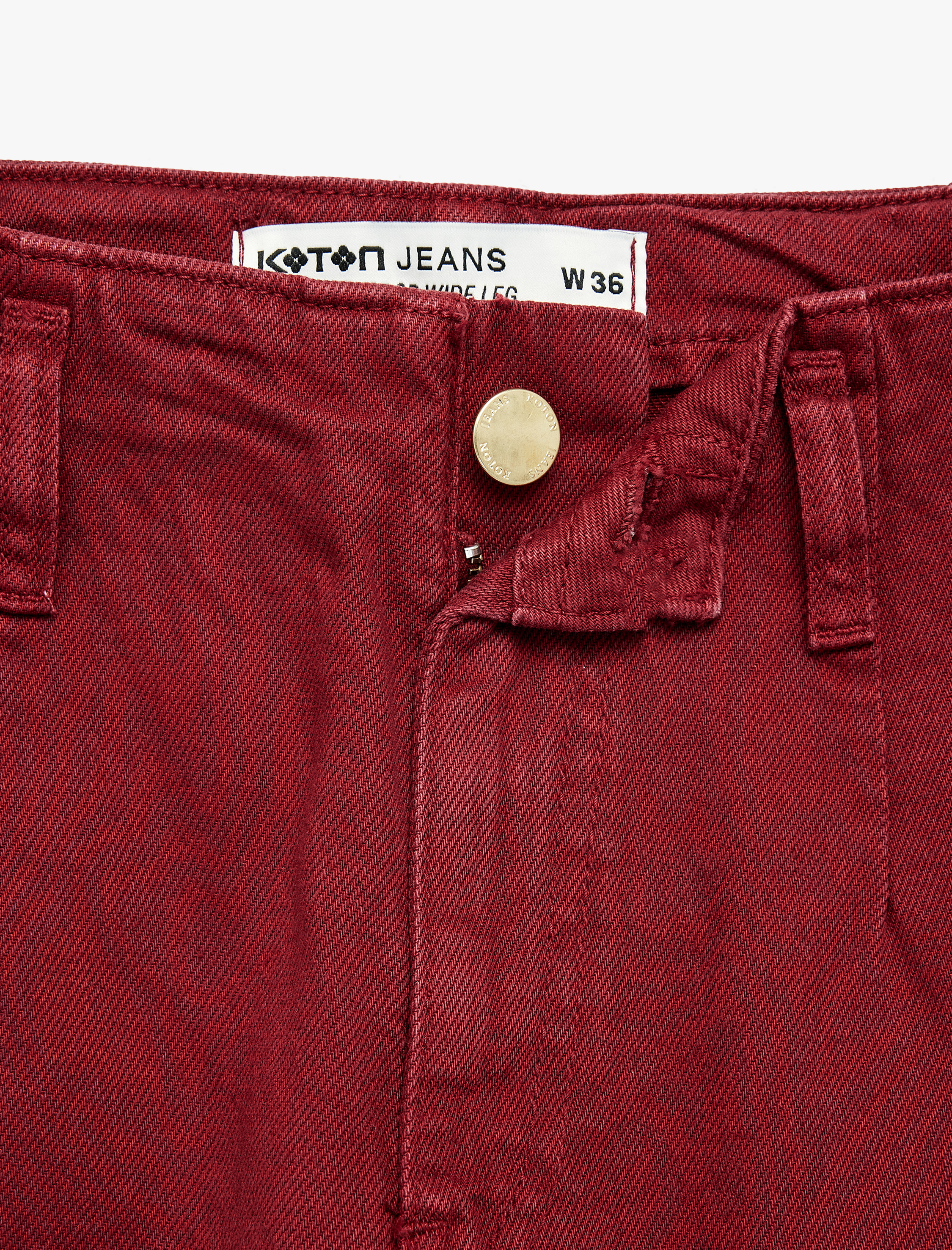 Koton Pamuklu Geniş Paça Kemerli Crop Pantolon - Wide Leg Jeans görsel 4