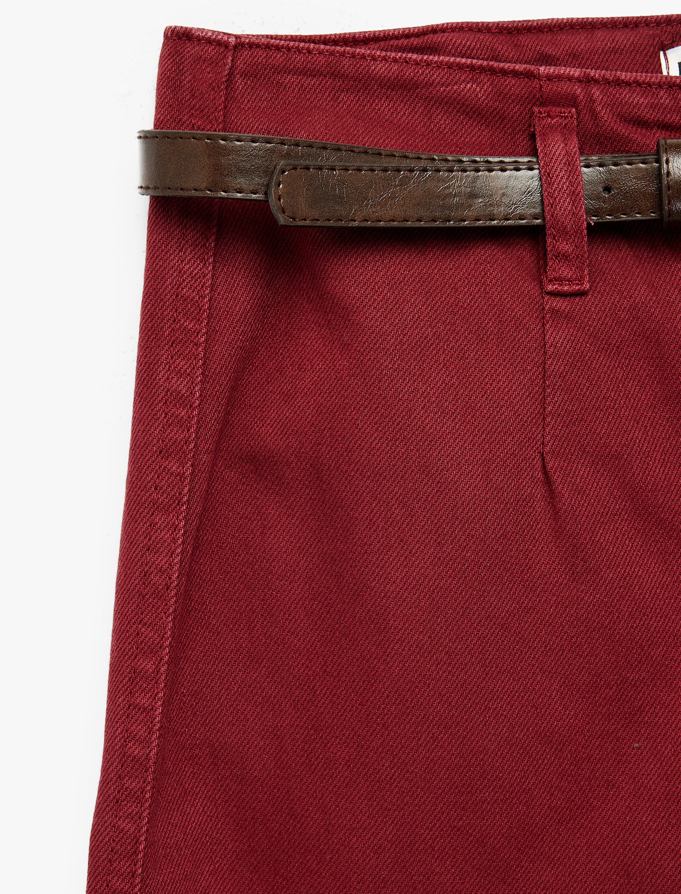 Koton Pamuklu Geniş Paça Kemerli Crop Pantolon - Wide Leg Jeans görsel 3