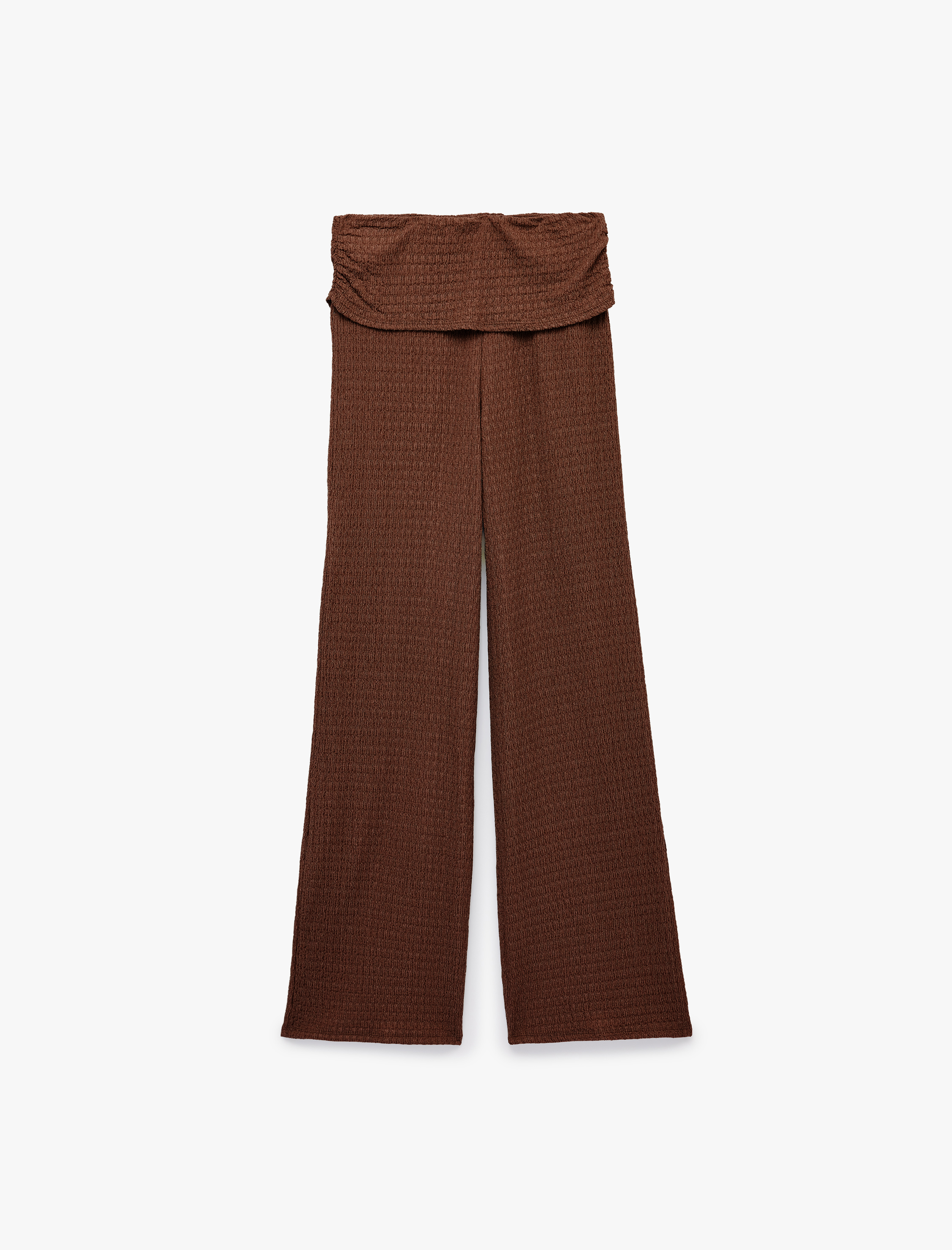 Koton Bürümcük Kumaş Dokulu Katmanlı Düz Bol Paça Pantolon