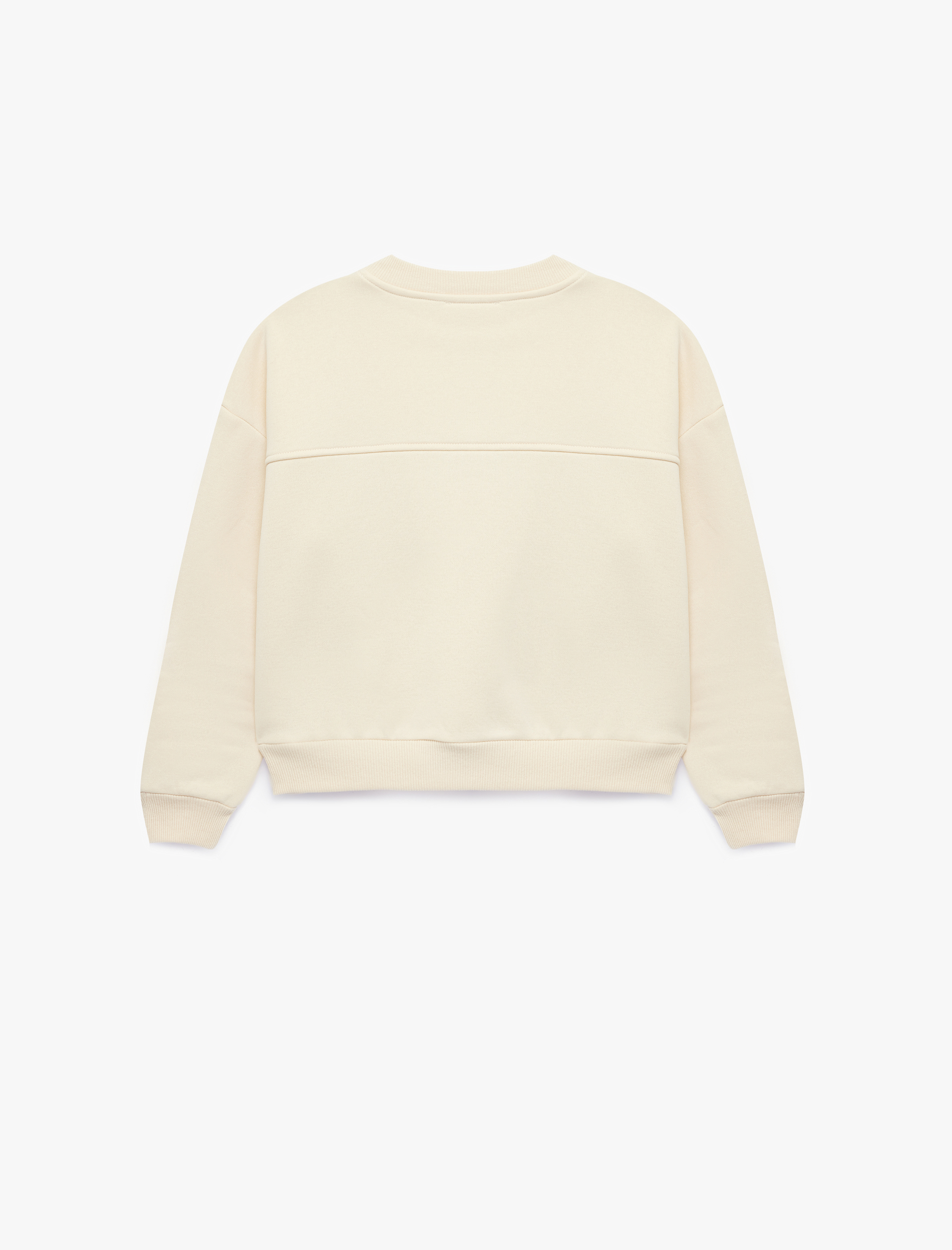  Kız Çocuk Baskılı Uzun Kollu Bisiklet Yaka Şardonlu Sweatshirt