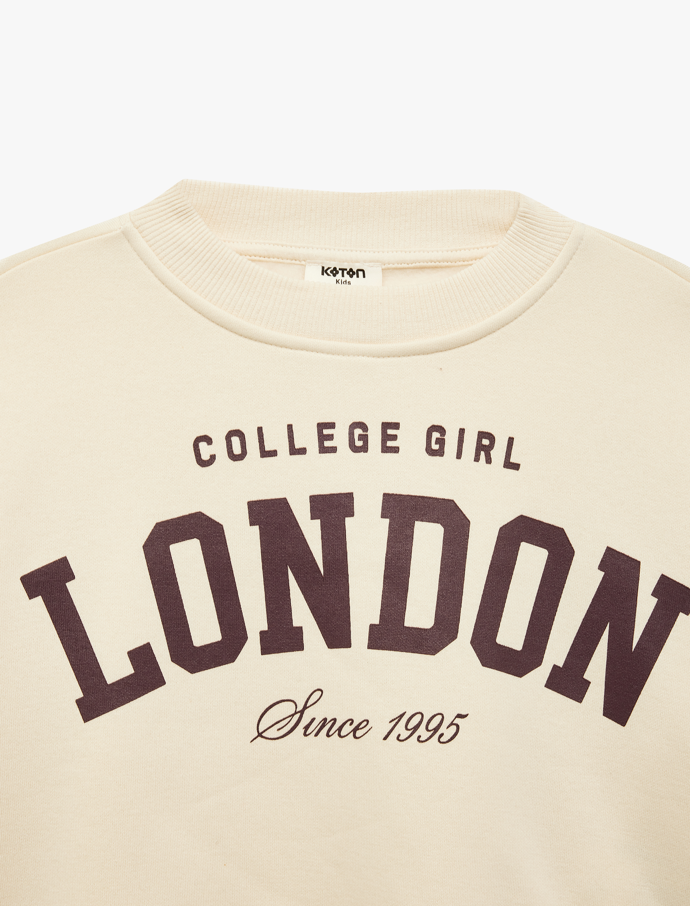  Kız Çocuk Baskılı Uzun Kollu Bisiklet Yaka Şardonlu Sweatshirt