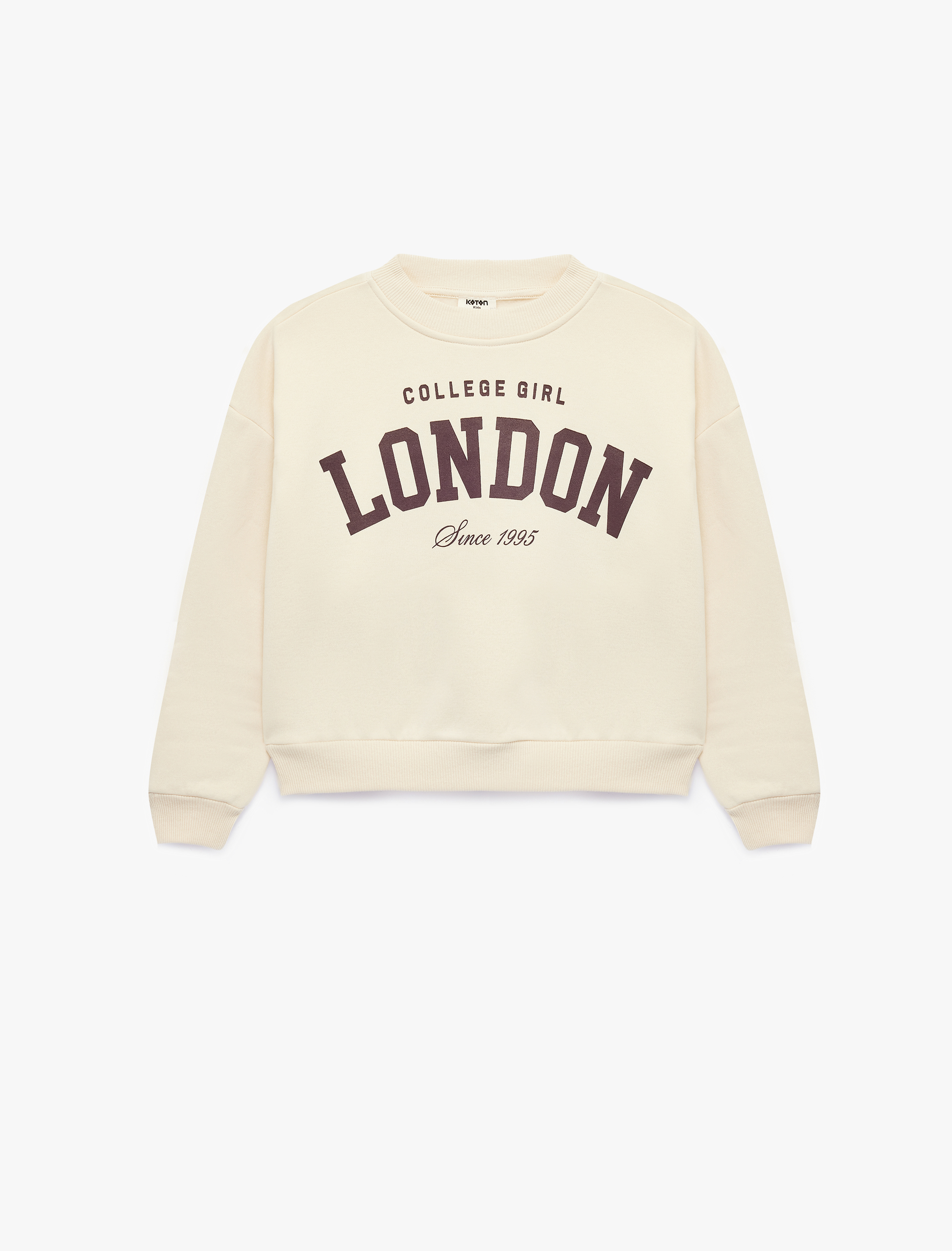  Kız Çocuk Baskılı Uzun Kollu Bisiklet Yaka Şardonlu Sweatshirt