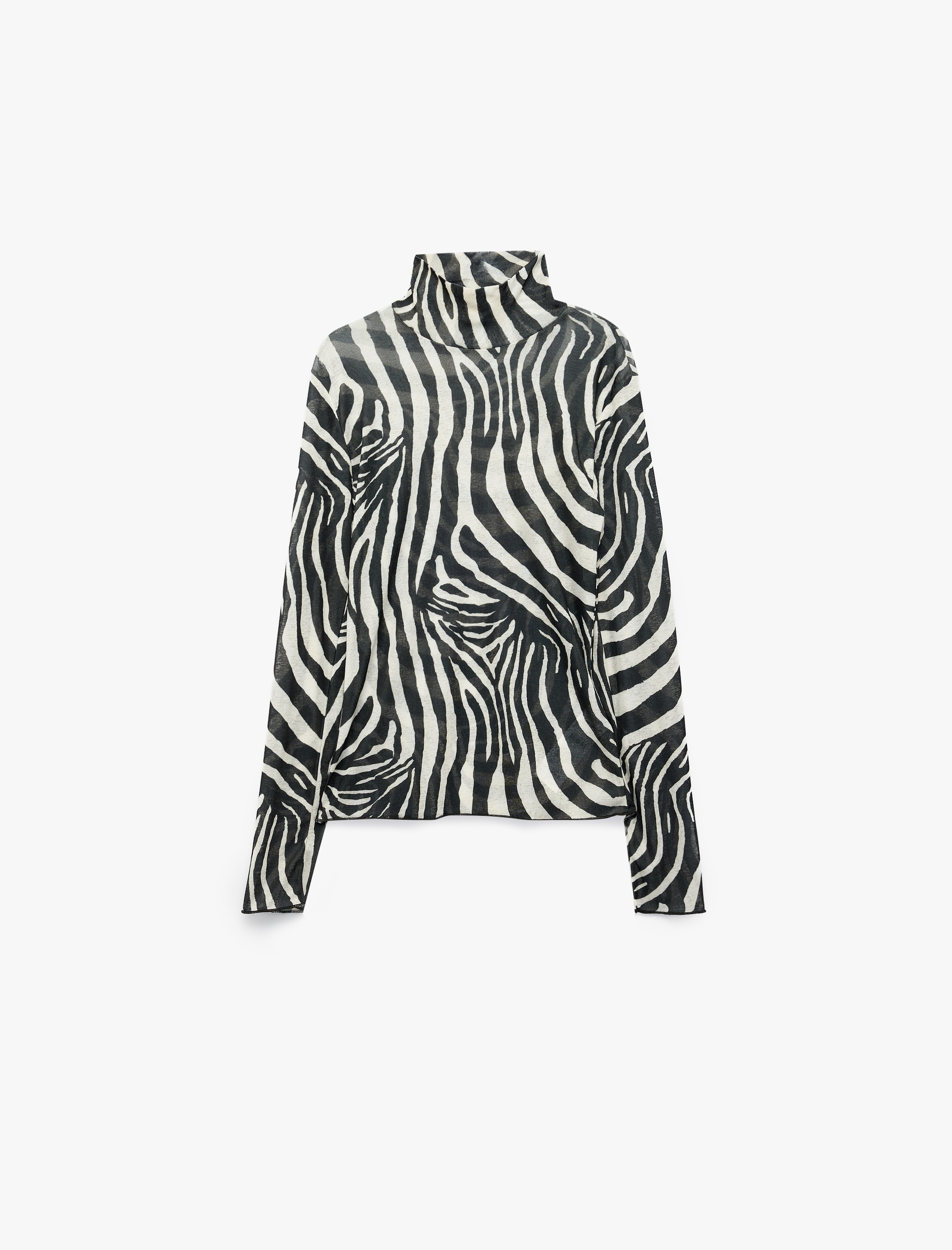 Koton Slim Uzun Kollu Zebra Desenli Dik Yaka Bluz
