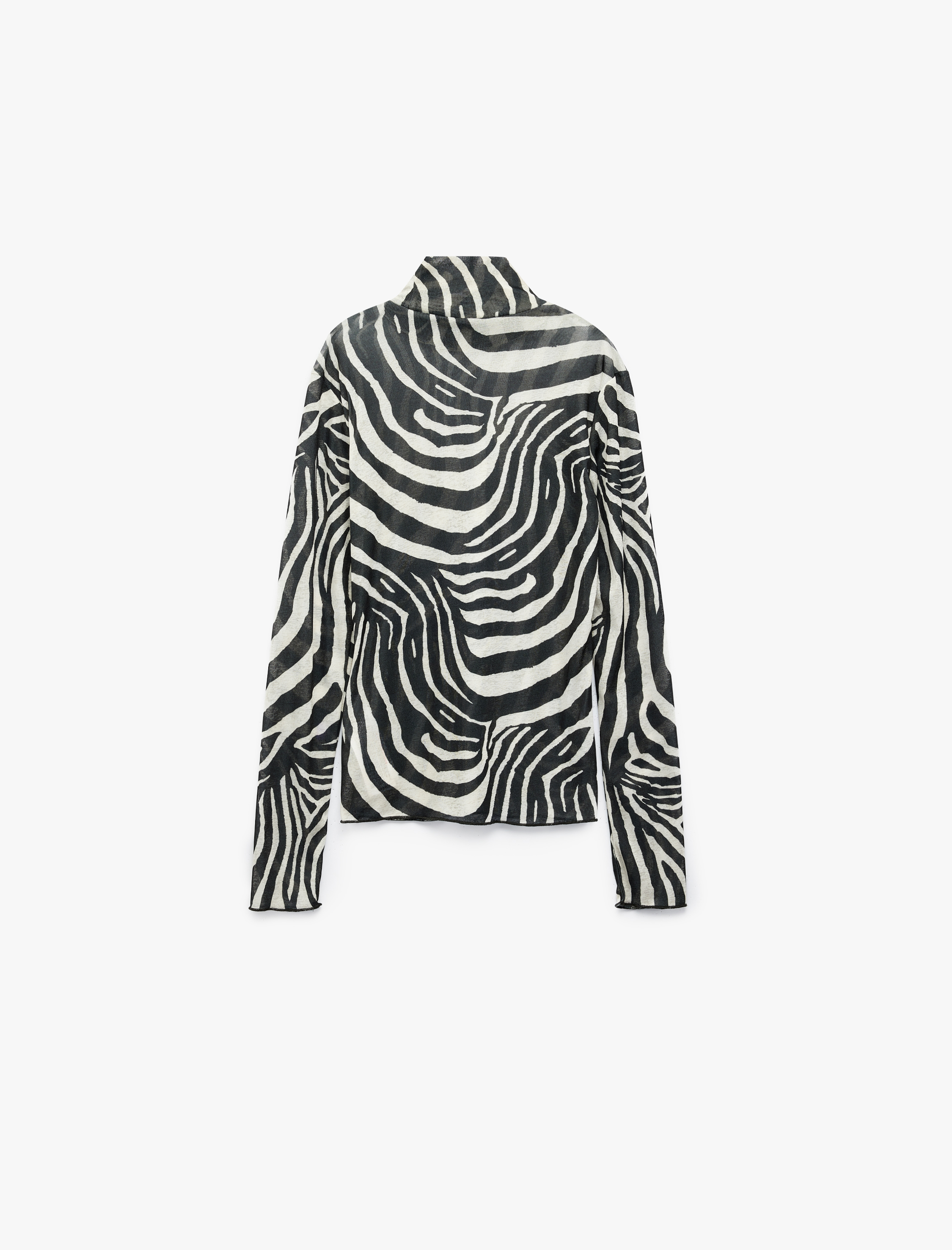 Koton Slim Uzun Kollu Zebra Desenli Dik Yaka Bluz görsel 2