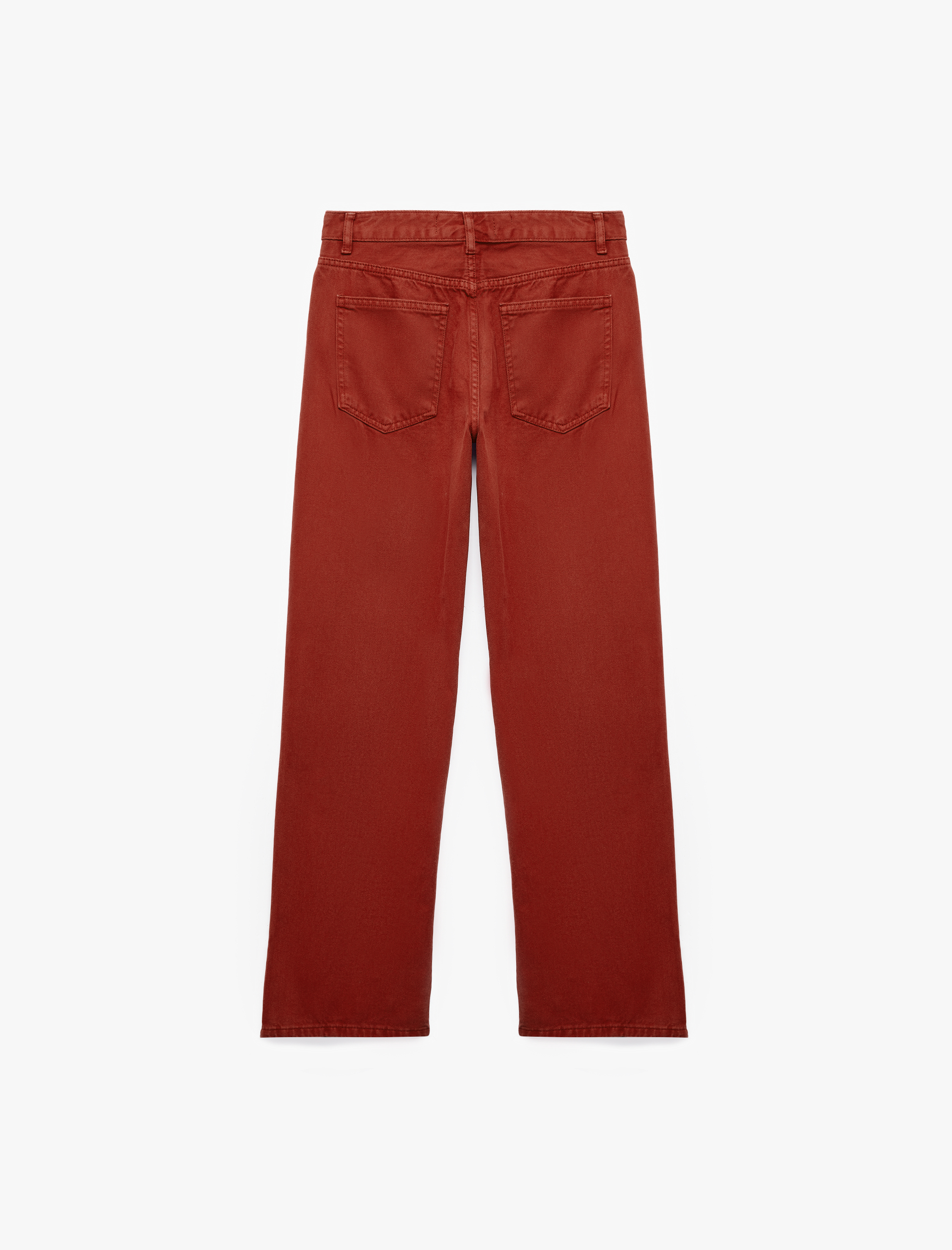   Pamuklu Normal Bel Düğmeli Cepli Uzun Kesim Düz Paça Pantolon - Straight Jeans