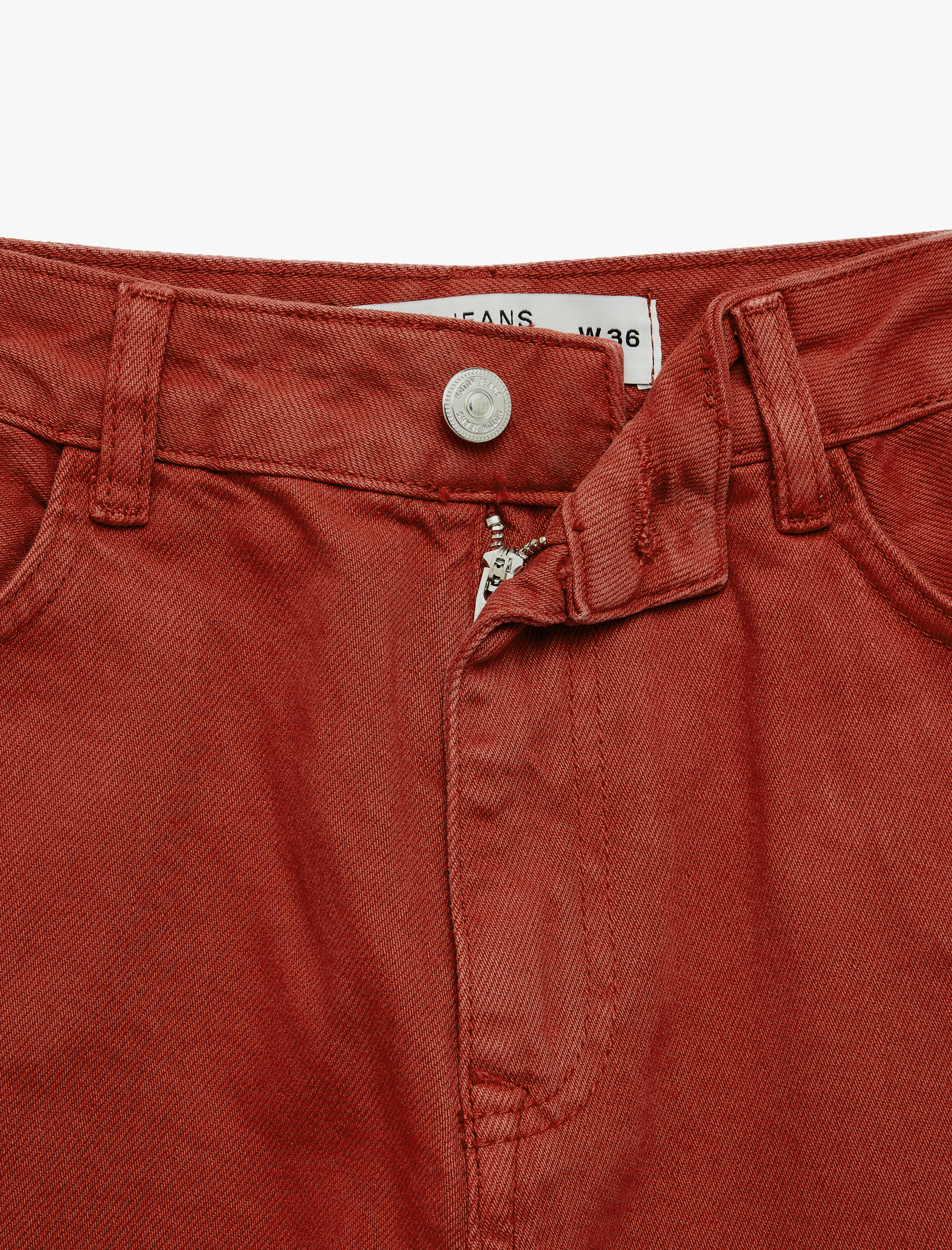   Pamuklu Normal Bel Düğmeli Cepli Uzun Kesim Düz Paça Pantolon - Straight Jeans