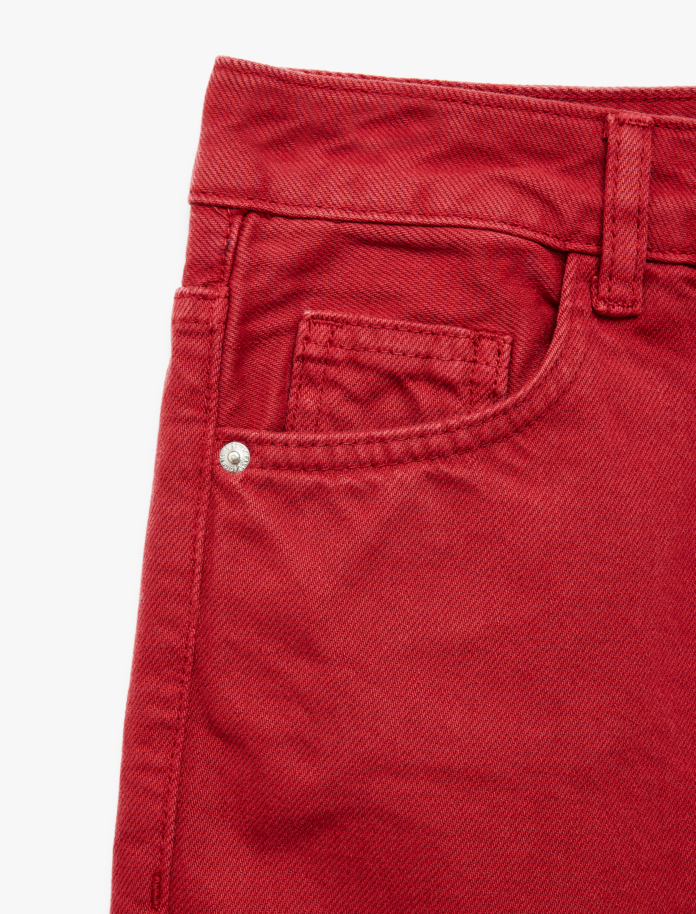   Pamuklu Normal Bel Düğmeli Cepli Uzun Kesim Düz Paça Pantolon - Straight Jeans