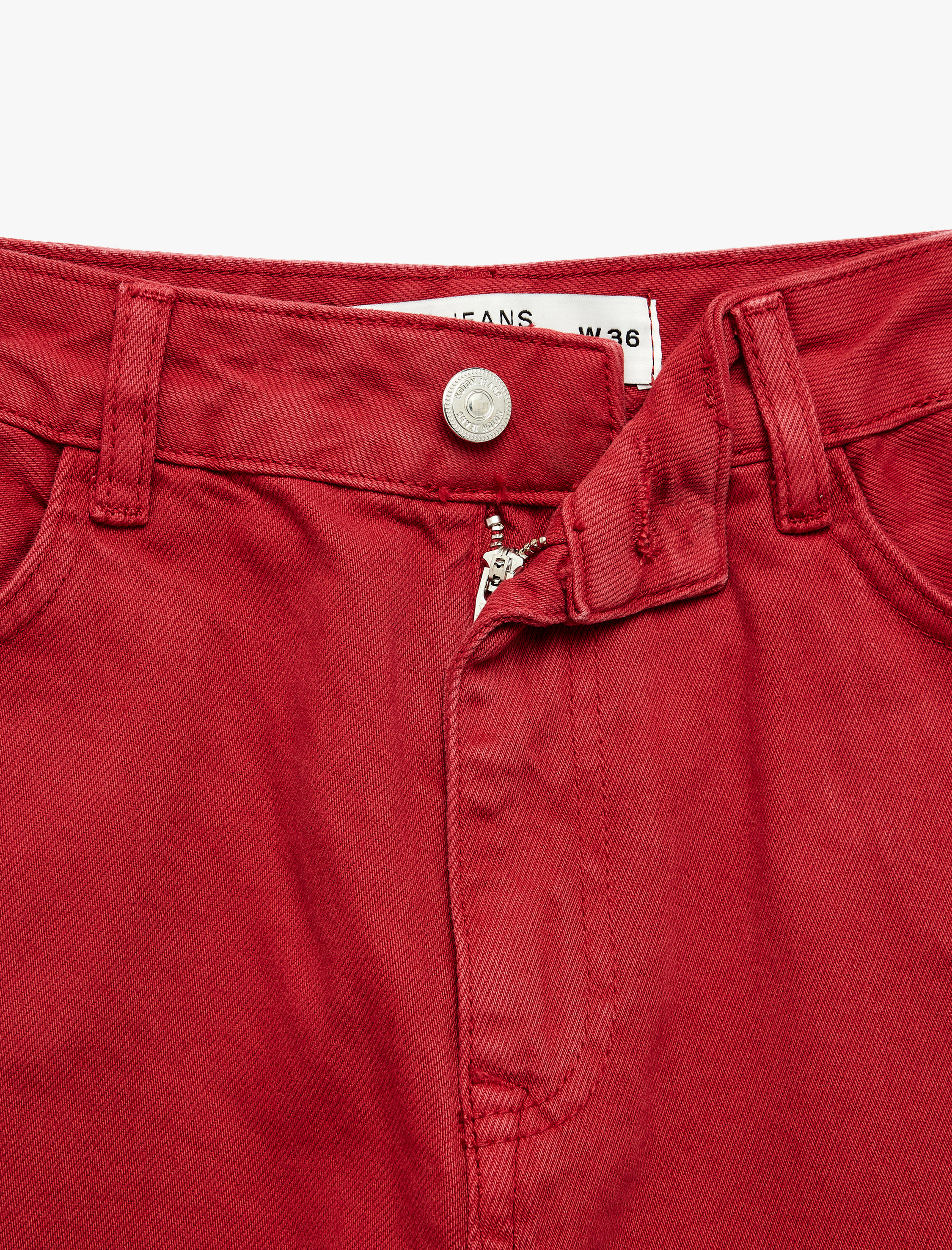   Pamuklu Normal Bel Düğmeli Cepli Uzun Kesim Düz Paça Pantolon - Straight Jeans