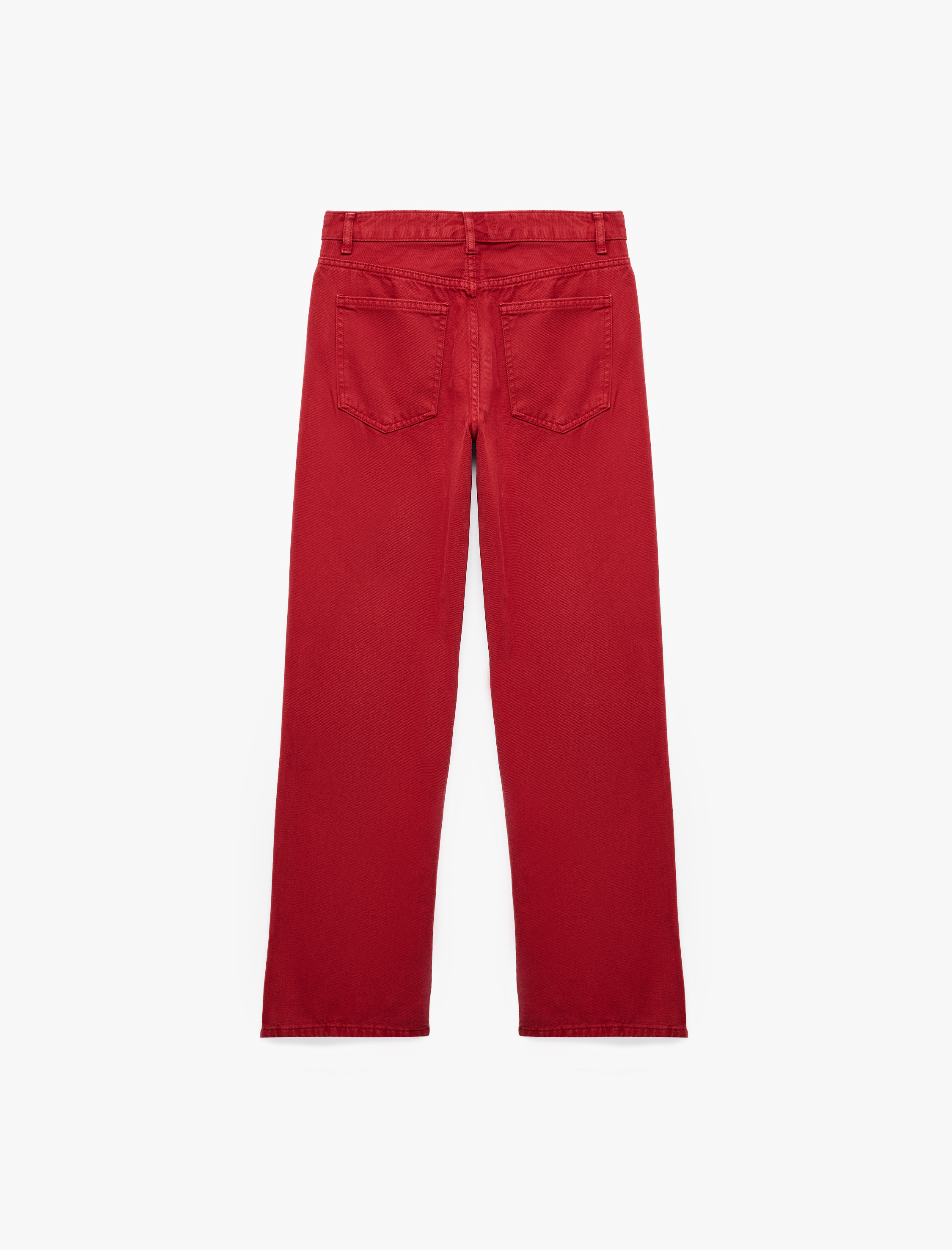   Pamuklu Normal Bel Düğmeli Cepli Uzun Kesim Düz Paça Pantolon - Straight Jeans