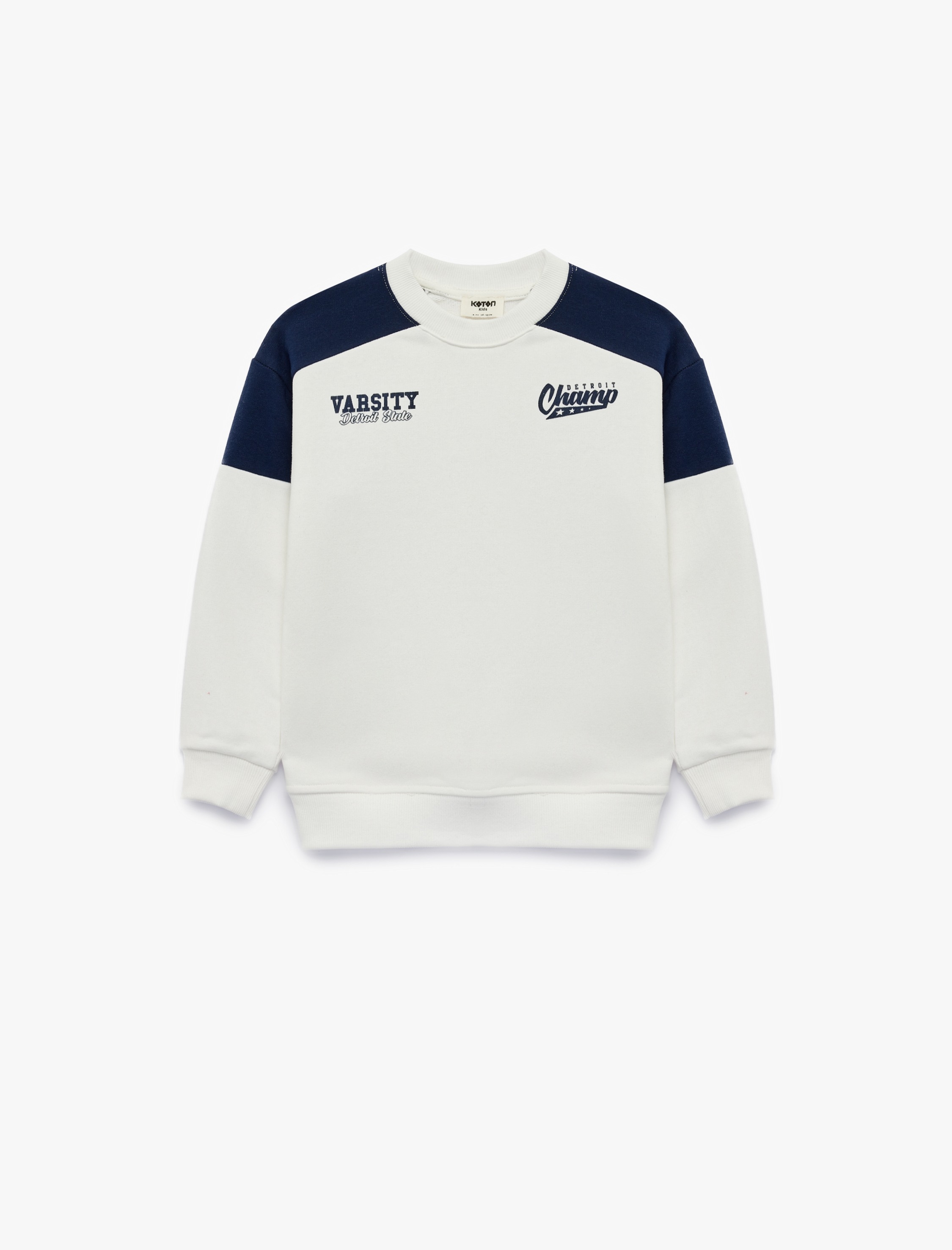  Erkek Çocuk Renk Bloklu Şardonlu Bisiklet Yaka Uzun Kollu Baskılı Sweatshirt