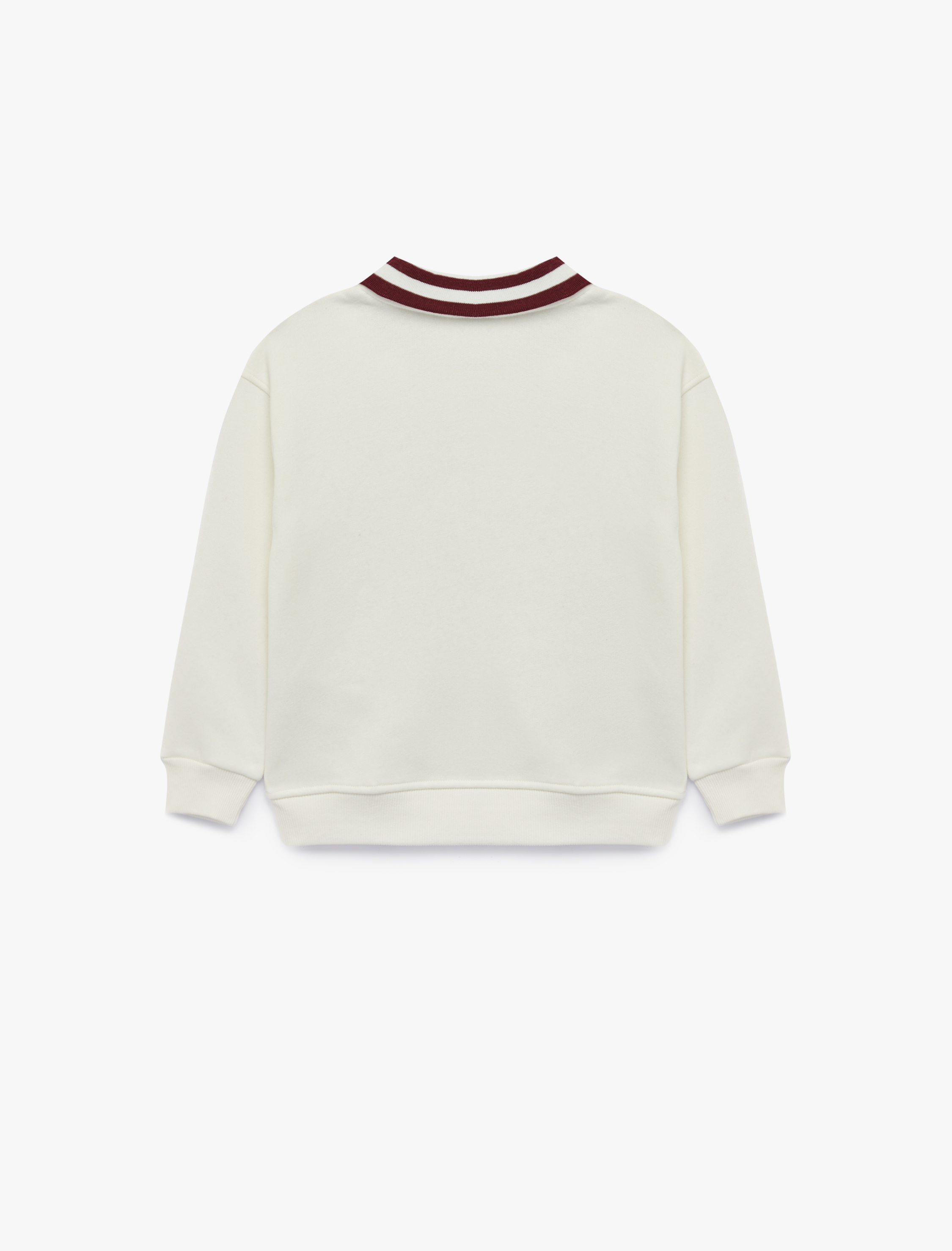  Kız Çocuk Şardonlu Baskılı Uzun Kollu Oversize Polo Yaka Sweatshirt