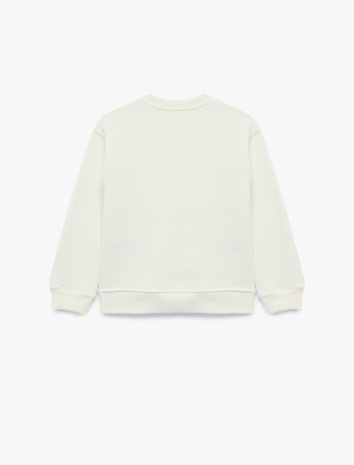 Kız Çocuk Peri Baskılı Bisiklet Yaka Uzun Kollu Şardonlu Sweatshirt
