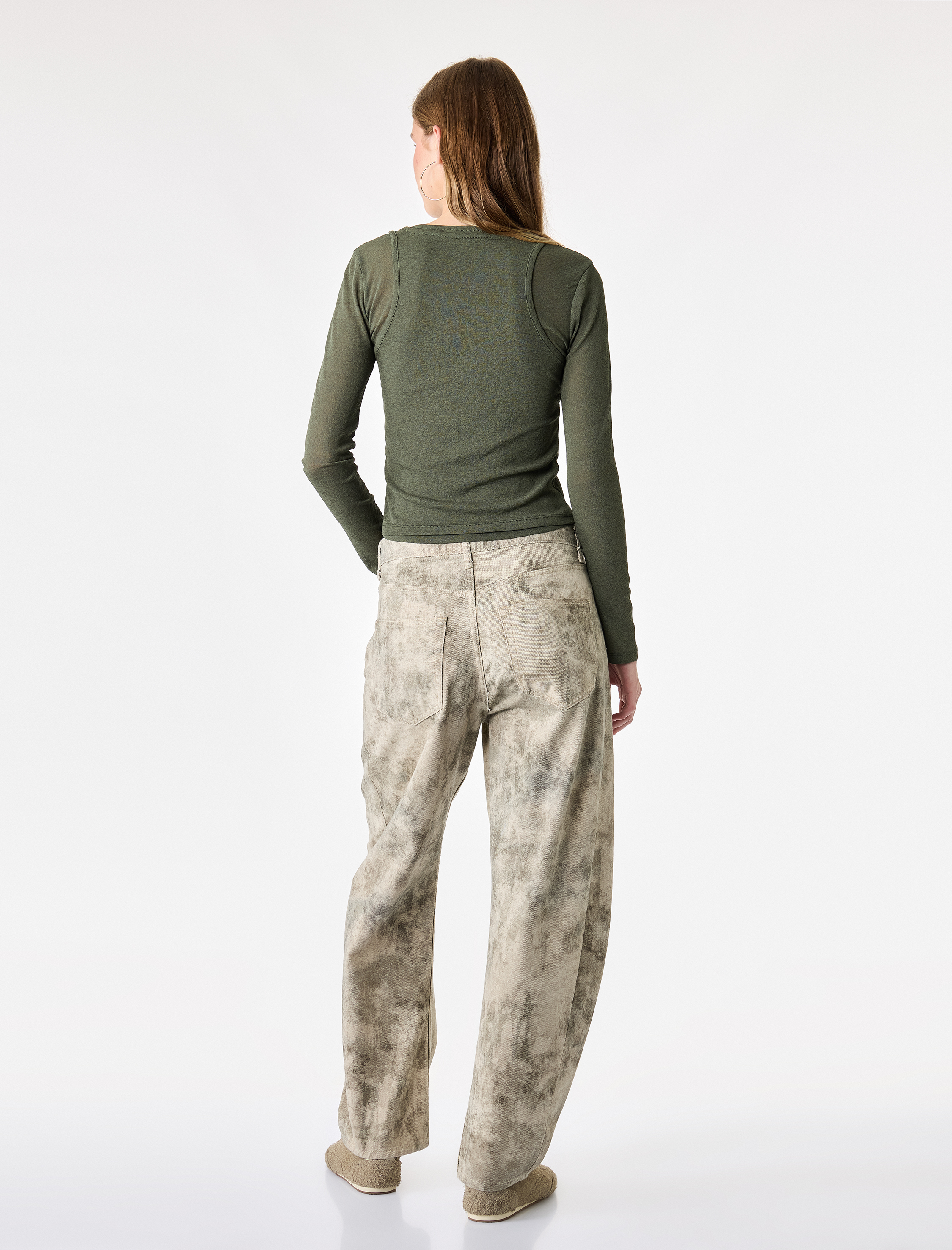  Slim Fit Bisiklet Yaka Katmanlı Uzun Kollu Tişört