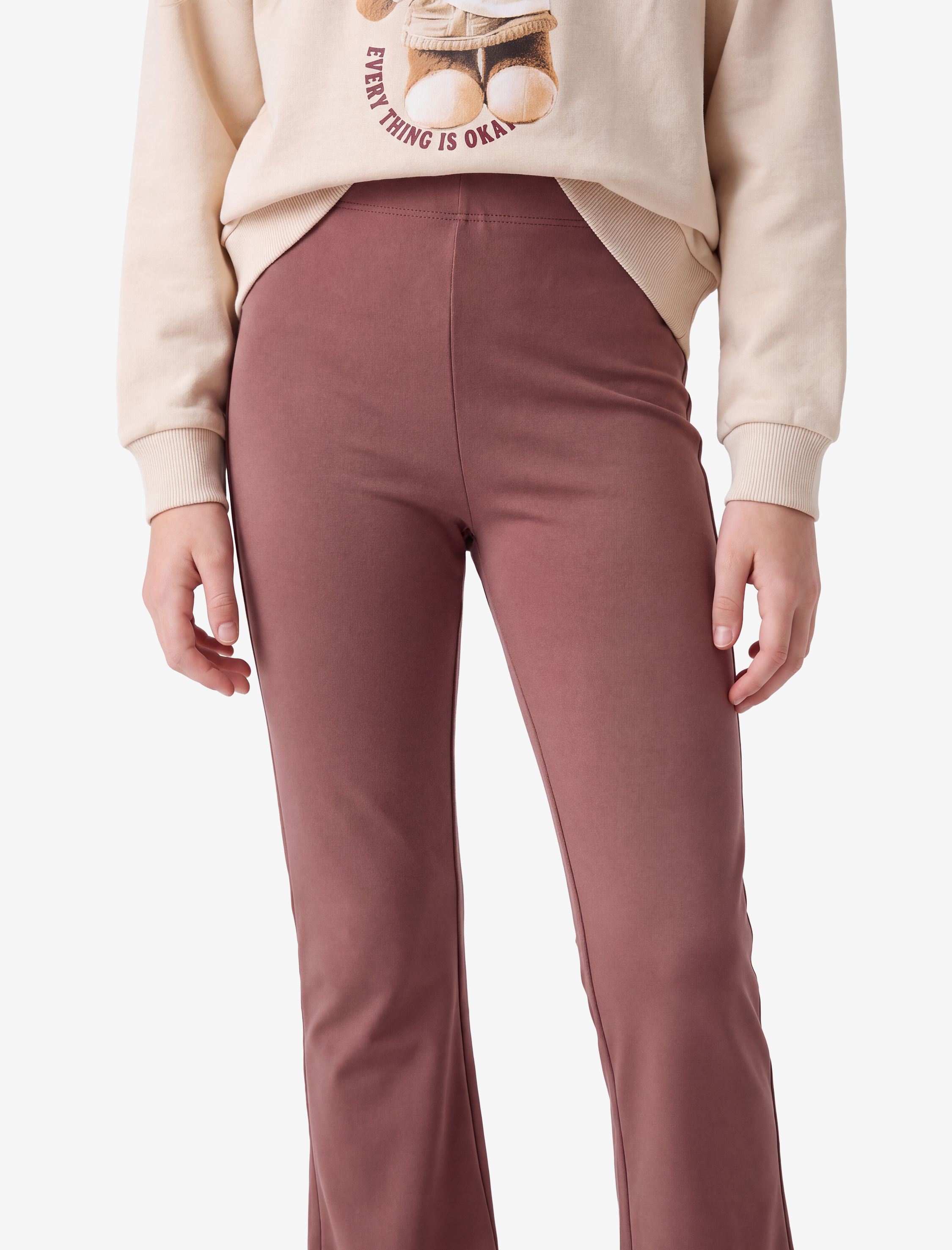  Kız Çocuk Beli Lastikli Slim Fit İspanyol Paça Tayt
