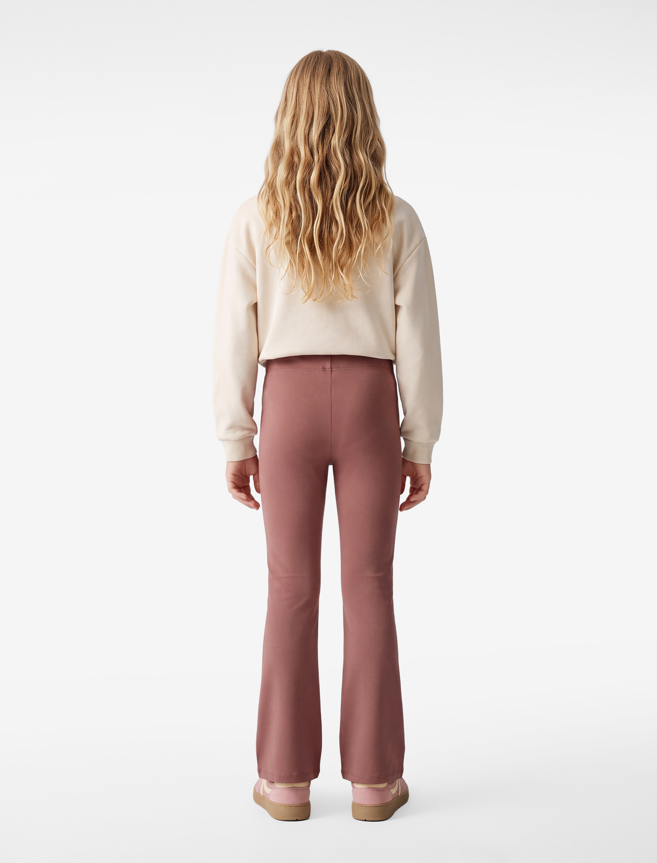  Kız Çocuk Beli Lastikli Slim Fit İspanyol Paça Tayt